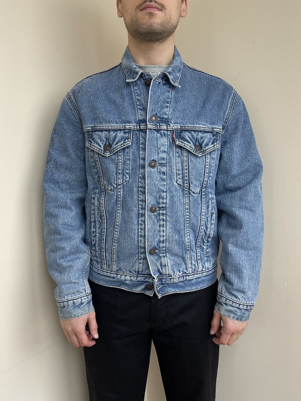 Levi's Type 3 Flannel Blanked Lined Washed Denim Trucker Jacket 90s Size US M / EU 48-50 / 2 - 3 Thumbnail