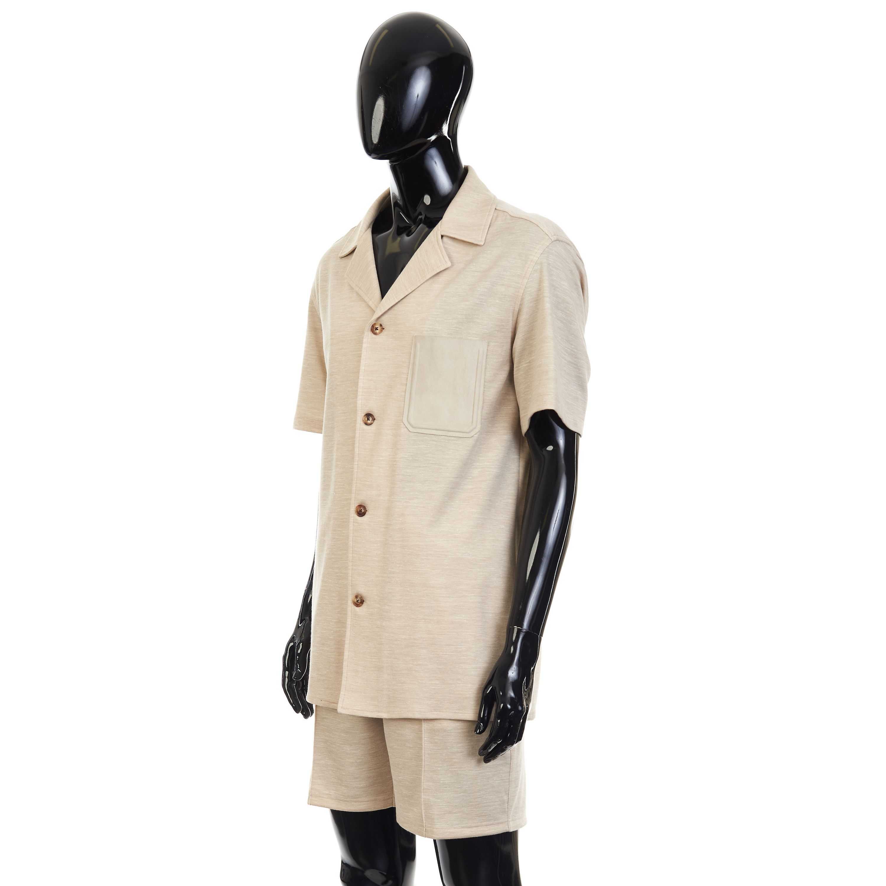 Other Brett Johnson Sand Brown Silk, Wool & Linen Cuban Shirt Size US M / EU 48-50 / 2 - 4 Thumbnail