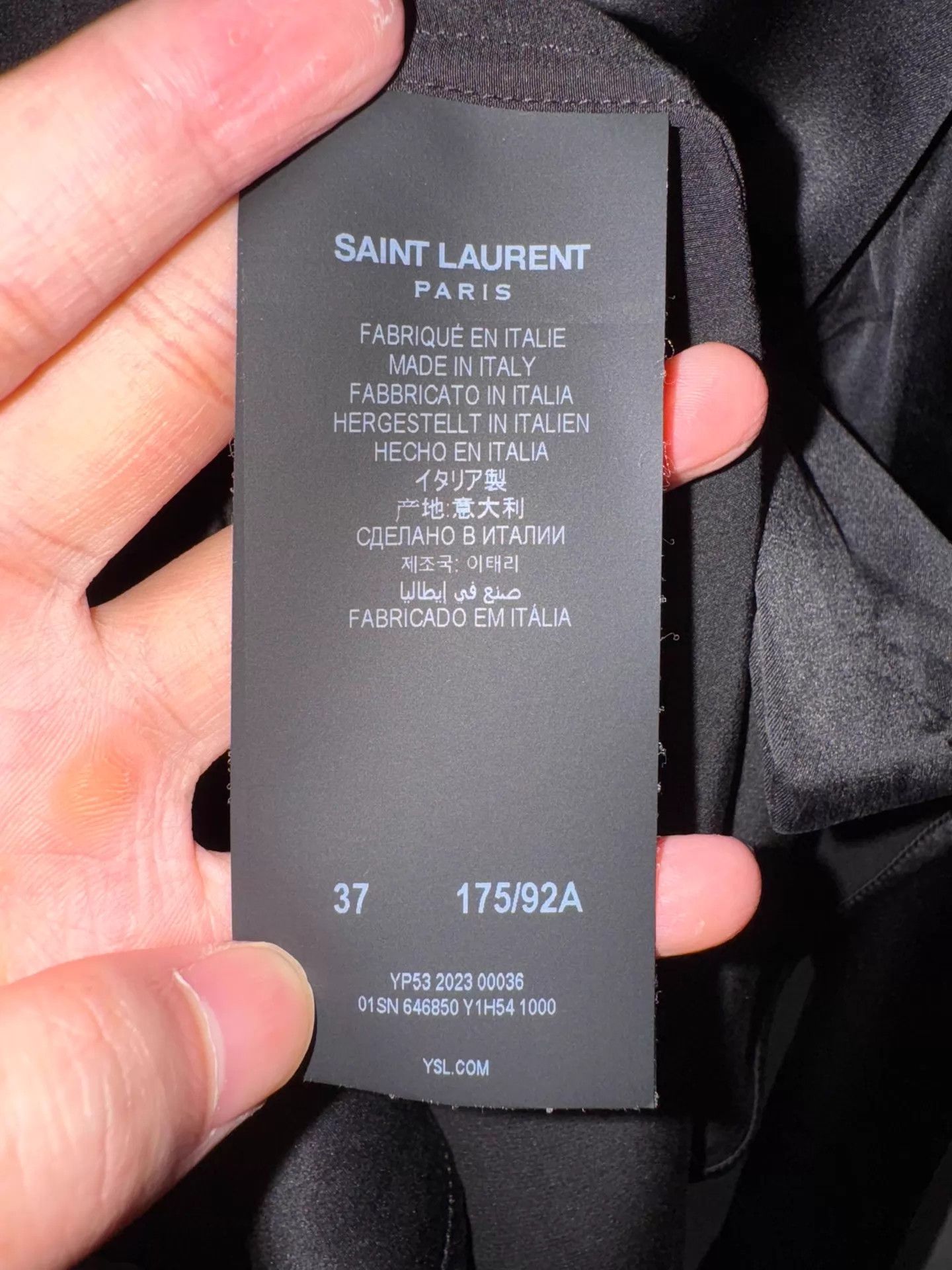 Saint Laurent Paris Saint Laurent 23FW Satin Silk Black Panther Shirt 37 XS Size US XS / EU 42 / 0 - 6 Thumbnail