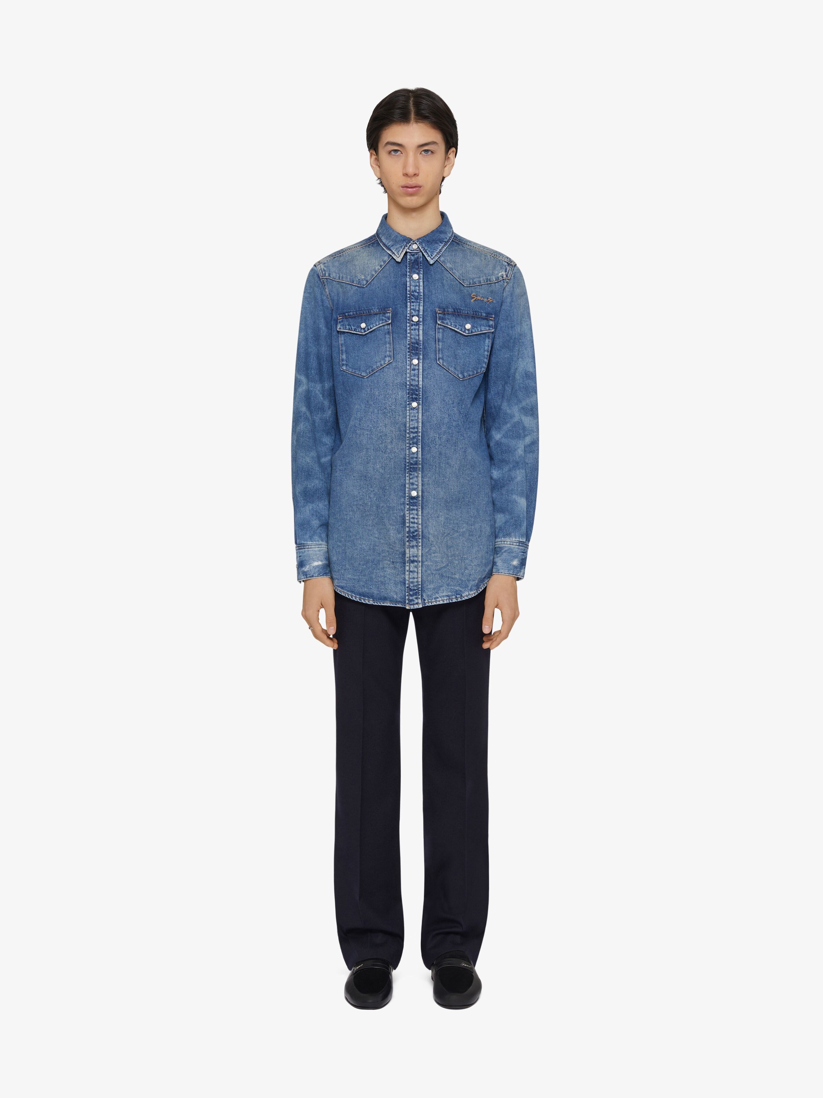 Givenchy o1w1db10426 American Straight Fit Denim Shirt in Ocean Blue Size US S / EU 44-46 / 1 - 2 Thumbnail