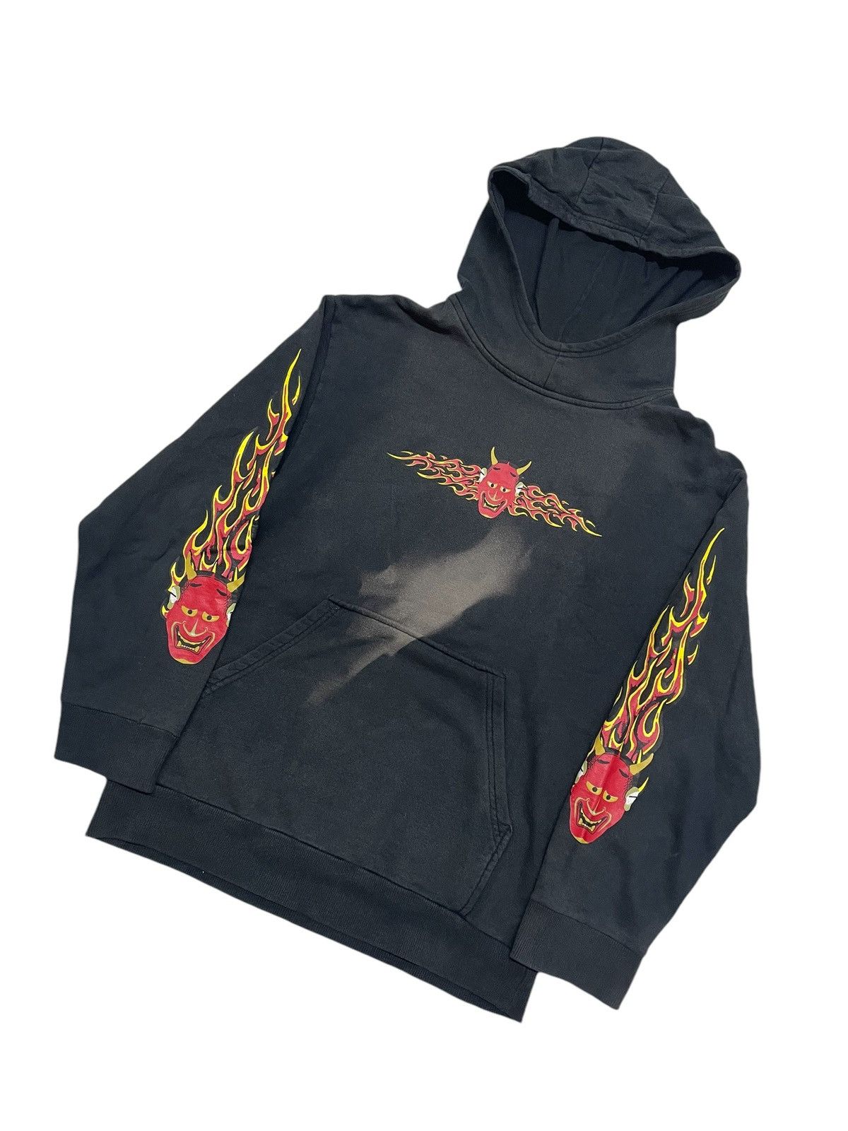 Japanese Brand × Vintage Vintage HERE THERE Skull Distressed Stain Hoodie Sweatshirt Size US L / EU 52-54 / 3 - 7 Thumbnail