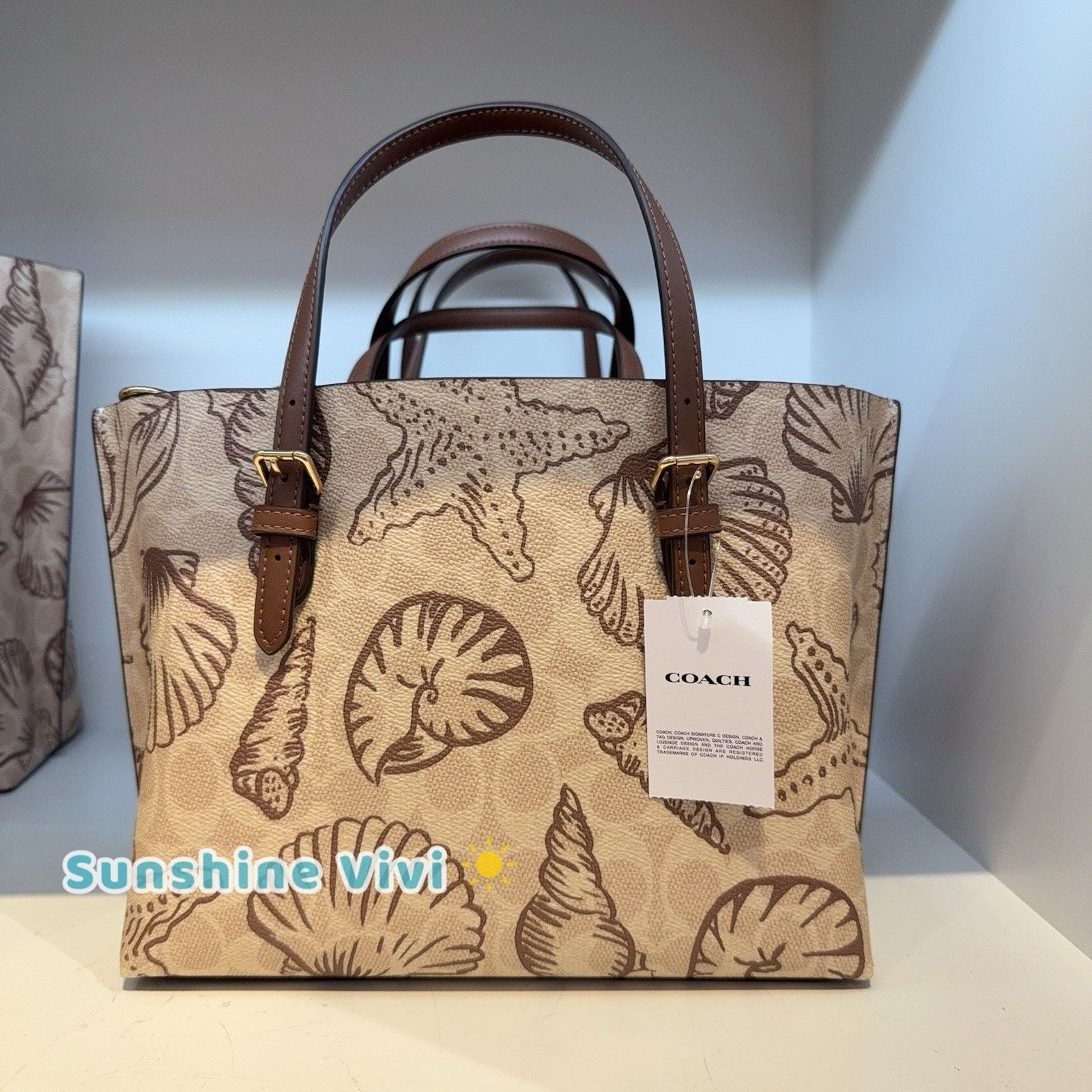 Coach NWT Coach Mollie Tote Bag 25 Signature Canvas Shell CBH63 Size ONE SIZE - 3 Thumbnail