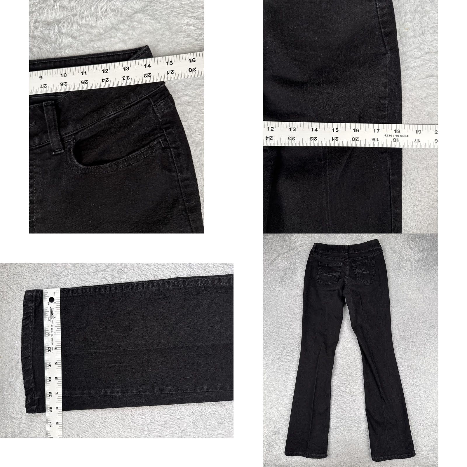 Vintage Riders by Lee Womens Bootcut Jeans Black Dark Wash Mid Rise Stretch 28x33 5-Pocket Denim Zipper Button Embroidered Back Pockets N/A Size 30" / US 8 / IT 44 - 9 Thumbnail