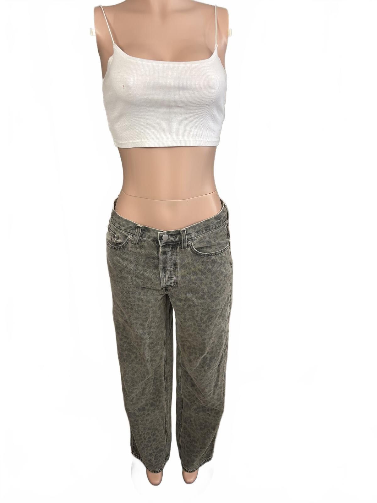 Unknown London Boho Y2K Gray Leopard Print Mid-Rise 90s Baggy Jeans. Size 6 Size 28" / US 6 / IT 42 - 2 Thumbnail