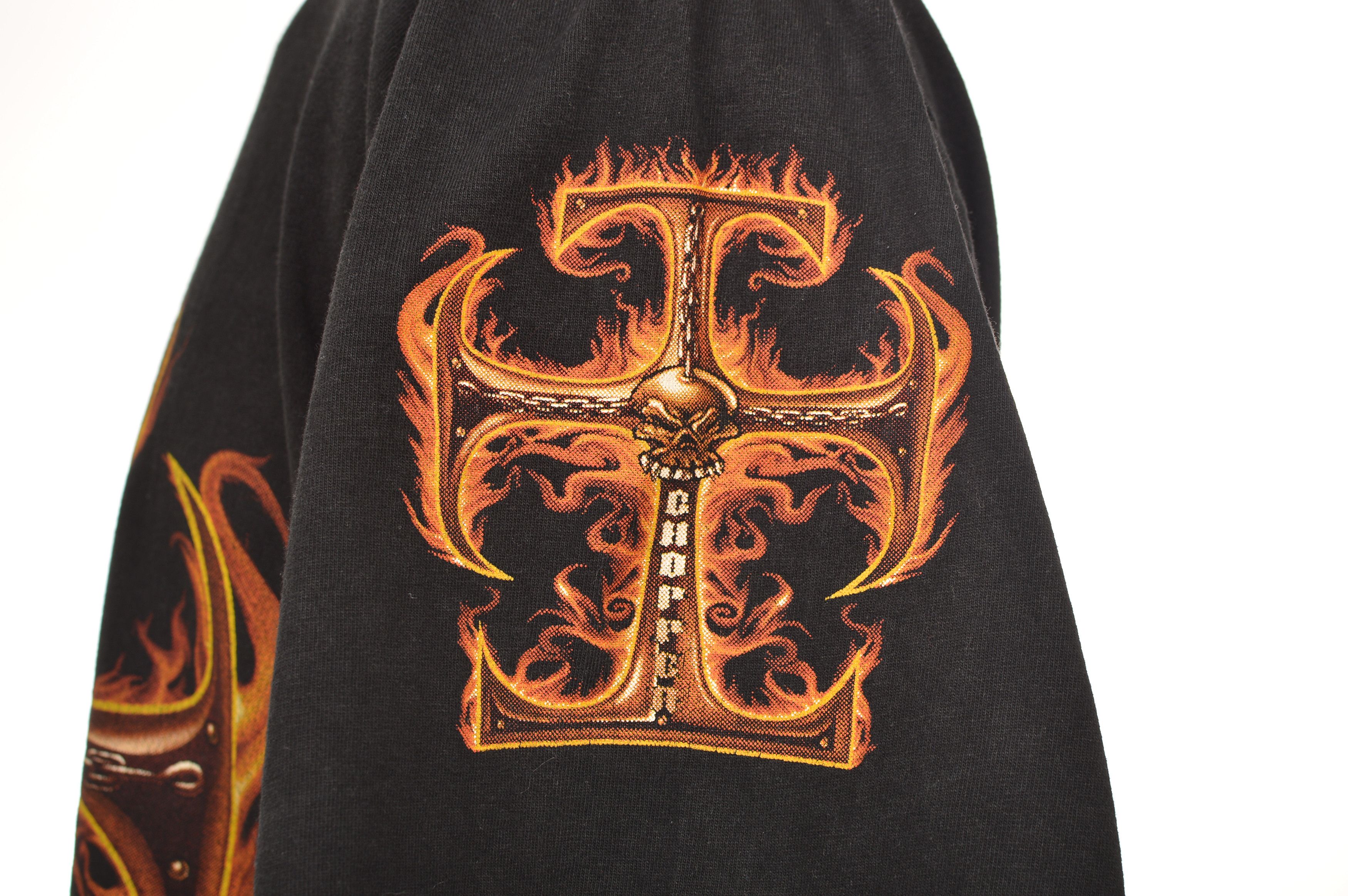 Vintage Rock Tees Chopper Burning Cross Vintage Biker T-Shirt Size US L / EU 52-54 / 3 - 3 Thumbnail