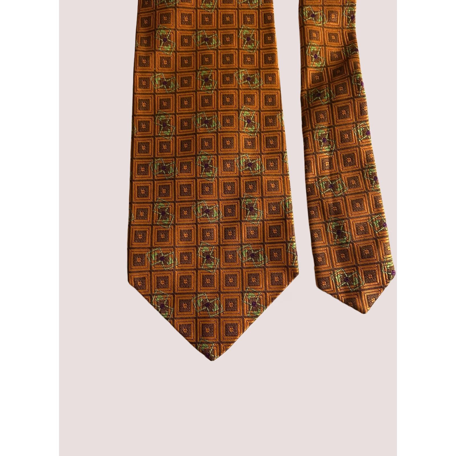 Robert Talbott Robert Talbott Orange Green Geometric NECK TIE Men Silk Size ONE SIZE - 1 Thumbnail