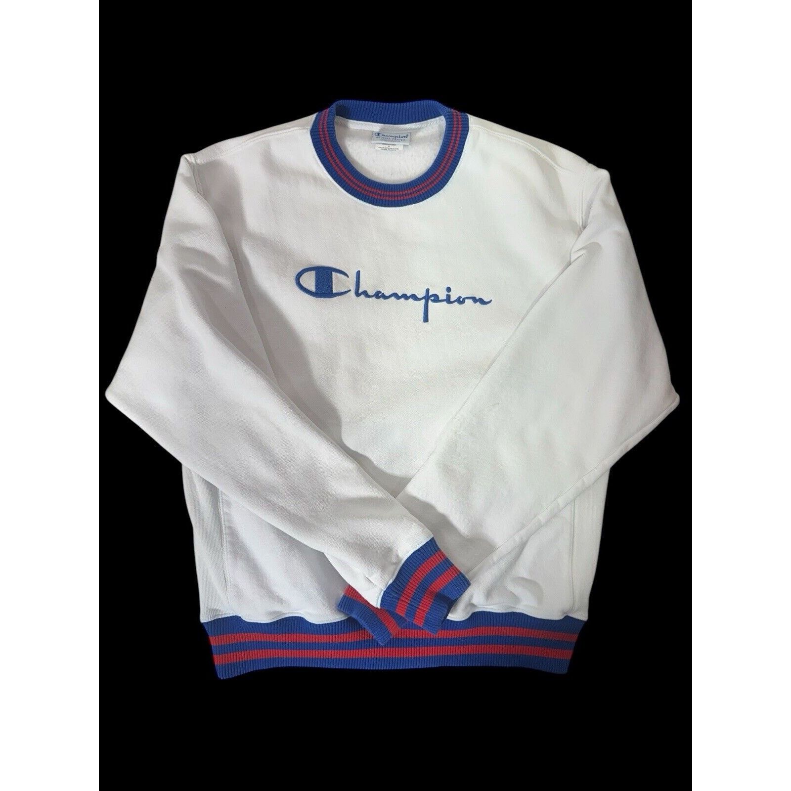 Champion Vintage 90s Champion Reverse Weave White Ringer Sweatshirt Size US M / EU 48-50 / 2 - 1 Thumbnail