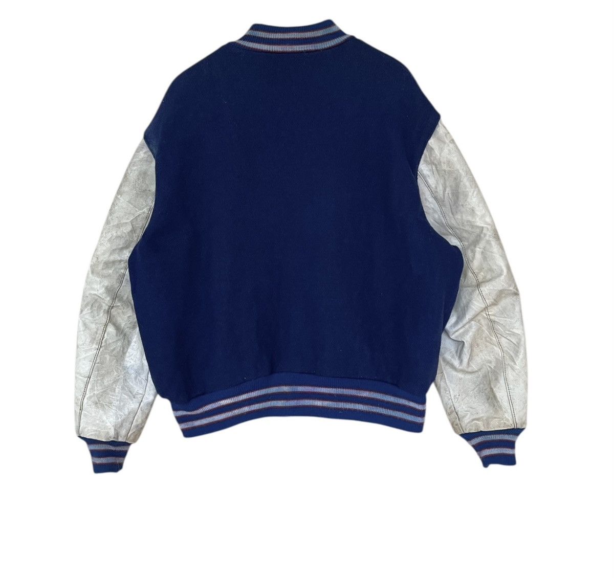 Vintage Vintage Brand De Long Leather Varsity Jacket 1990s Size US M / EU 48-50 / 2 - 2 Thumbnail