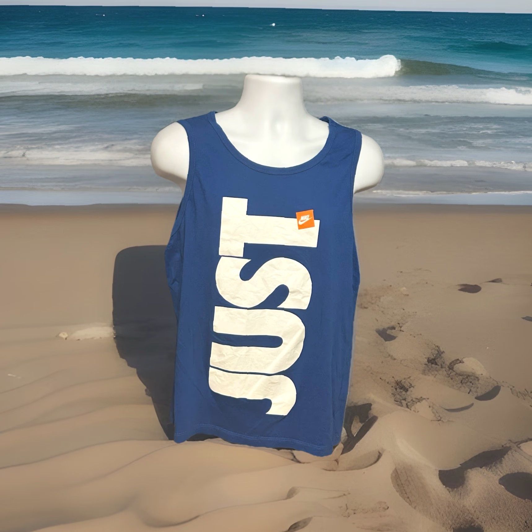 Nike Nike Tank Top Just Do It Men L Blue Double Sided Big Script The Nike Tee Size US L / EU 52-54 / 3 - 5 Thumbnail