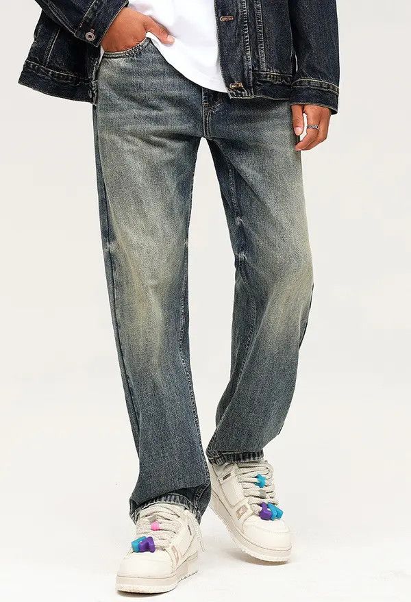 Japanese Brand Retro straight washed loose wide-leg casual jeans Size US 32 / EU 48 - 7 Thumbnail