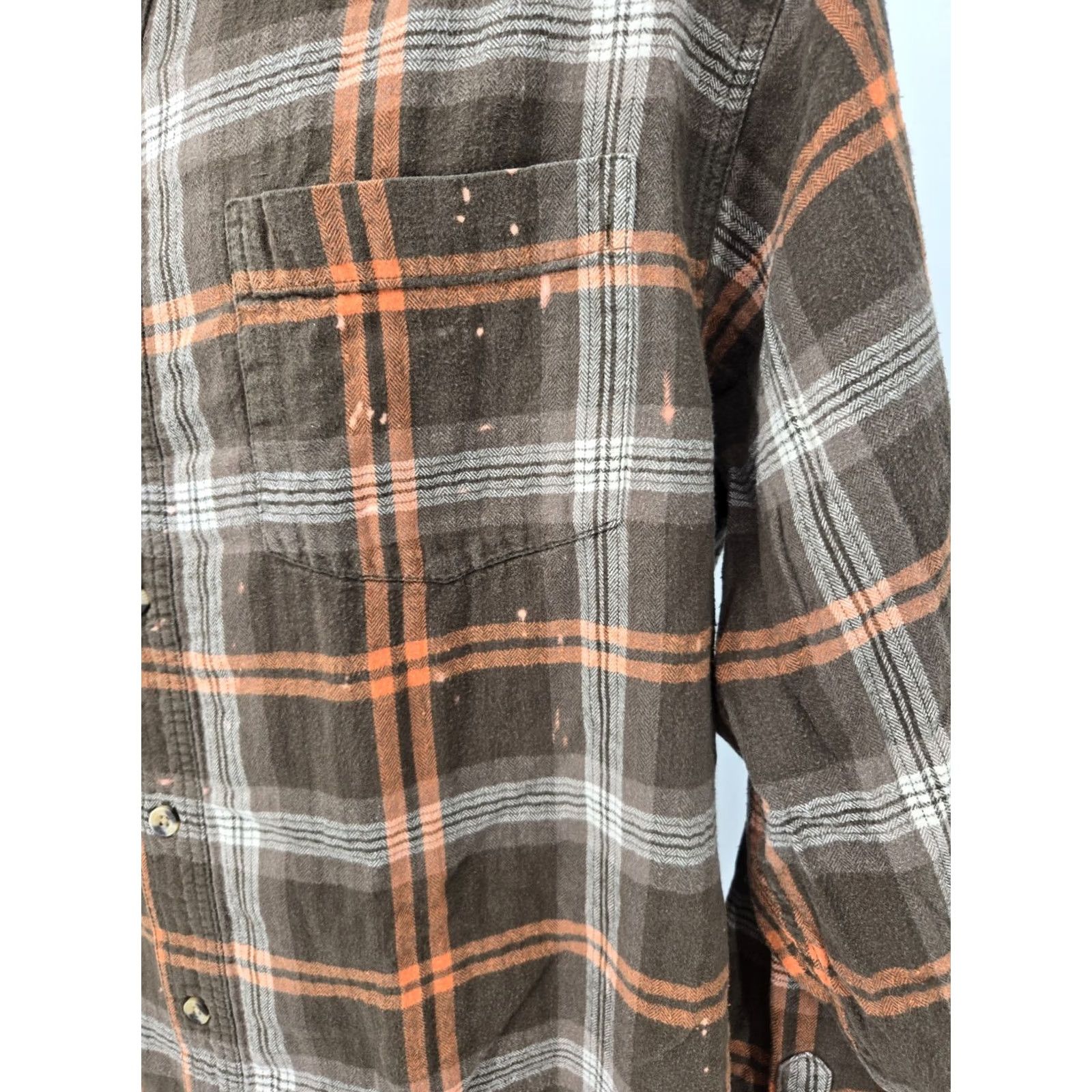 J Brand VINTAGE RK Brand Flannel Shirt 2XLT TALL Brown Orange Plaid Pocket Outdoor Walking Men Size US XXL / EU 58 / 5 - 2 Thumbnail