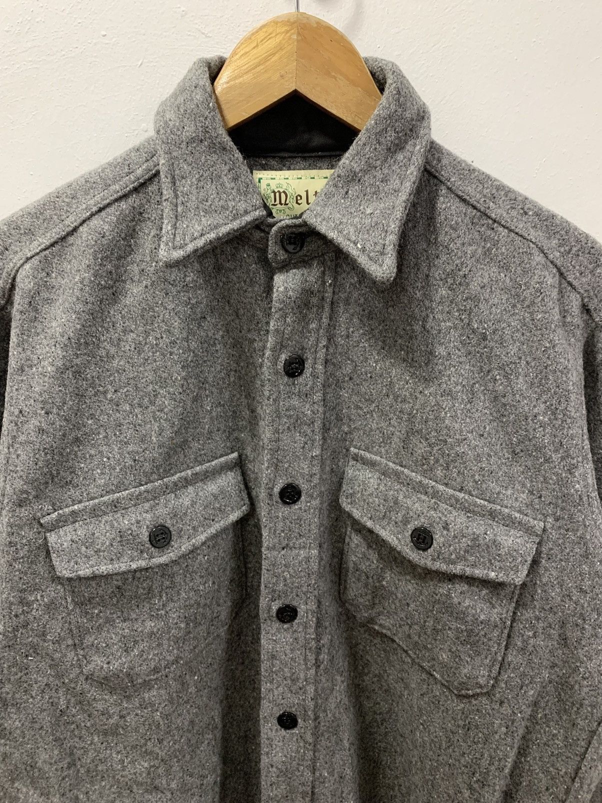 Vintage VINTAGE 90’s MELTON OUTERWEAR WOOL WORK-SHIRT JACKET Size US M / EU 48-50 / 2 - 5 Thumbnail