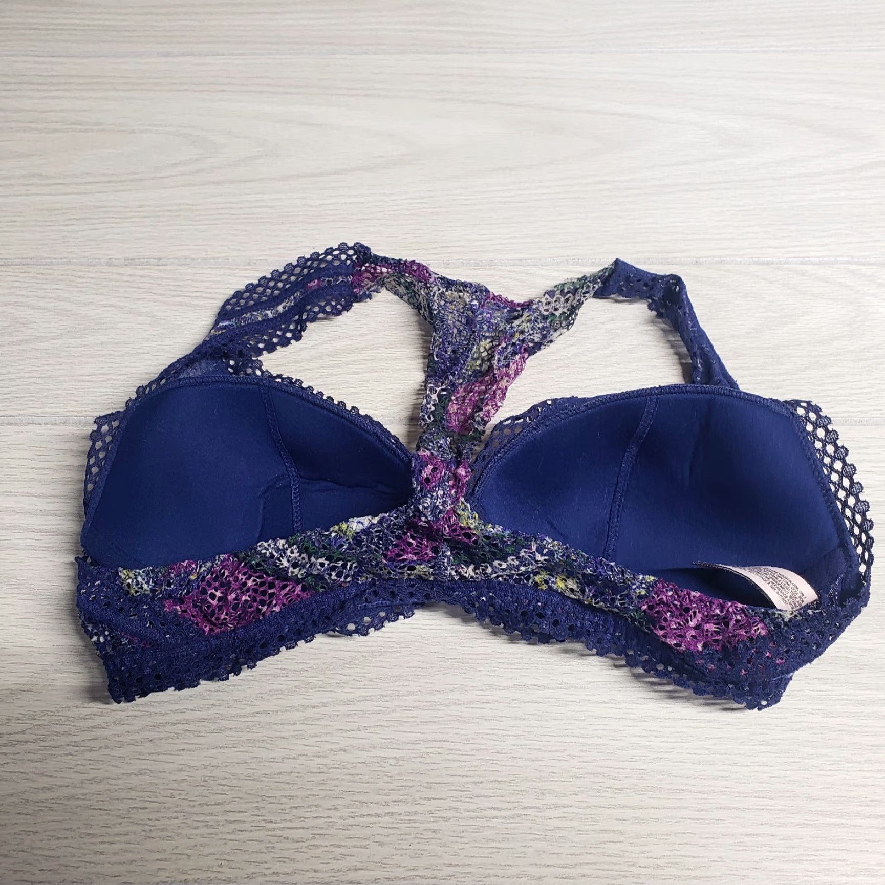 Victoria's Secret Victoria's Secret Bra Blue Purple Lace S Racer Back Adult Small Womens Bralette Lace Stretch Underwire Wireless 90s? Size ONE SIZE - 3 Thumbnail