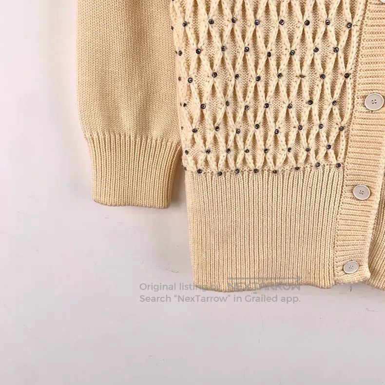 Dior Dior Beige nail diamond wool round neck single-breasted lo Size XS / US 0-2 / IT 36-38 - 4 Thumbnail