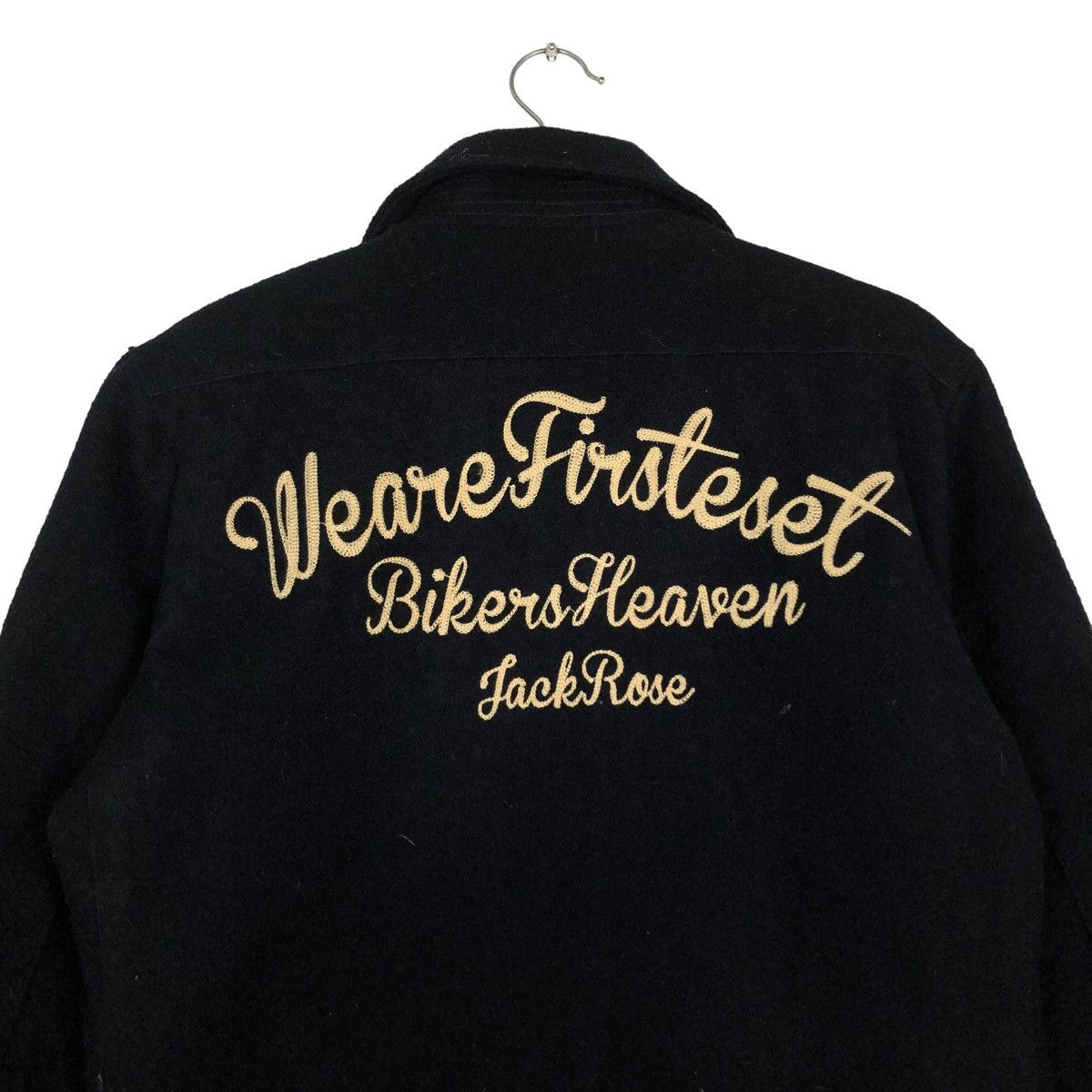 Japanese Brand 🔥VINTAGE WOOL BIKER JACKET JACKROSE BIG LOGO PUNK DESIGN Size US M / EU 48-50 / 2 - 10 Thumbnail