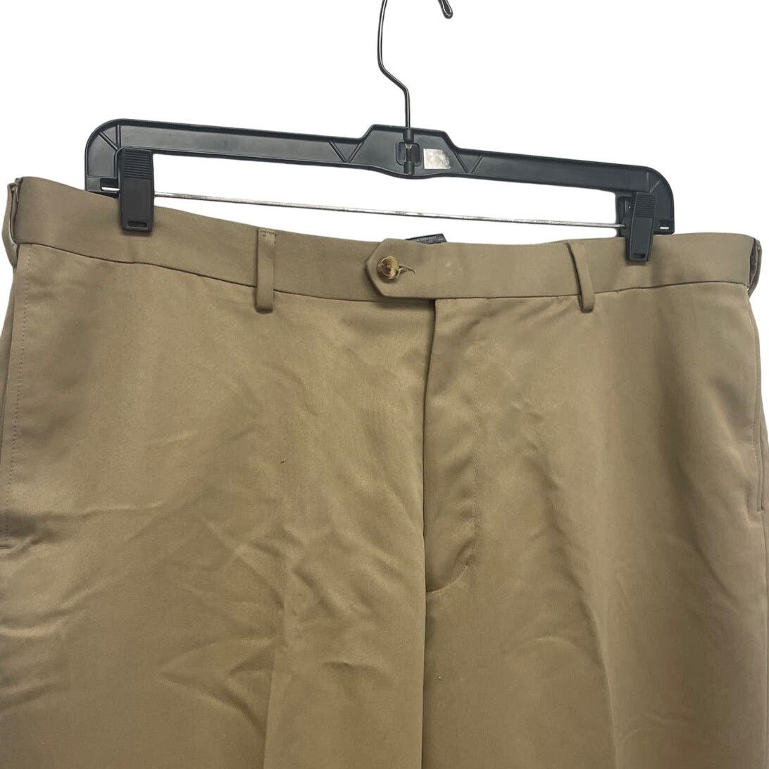 George George Mens 44 X 30 Khaki Polyester Flat Front Chino Pants Size US 44 / EU 60 - 2 Thumbnail