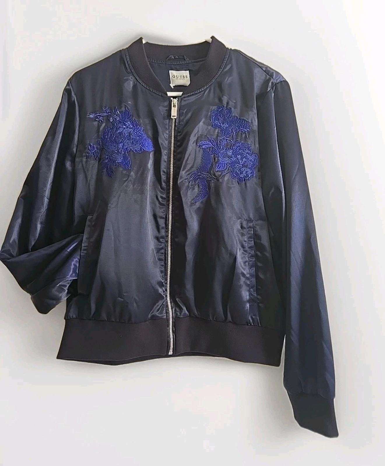 Guess Y2K Guess Satin Bomber Jacket Zip UP Blue Size L NEW Size L / US 10 / IT 46 - 1 Thumbnail