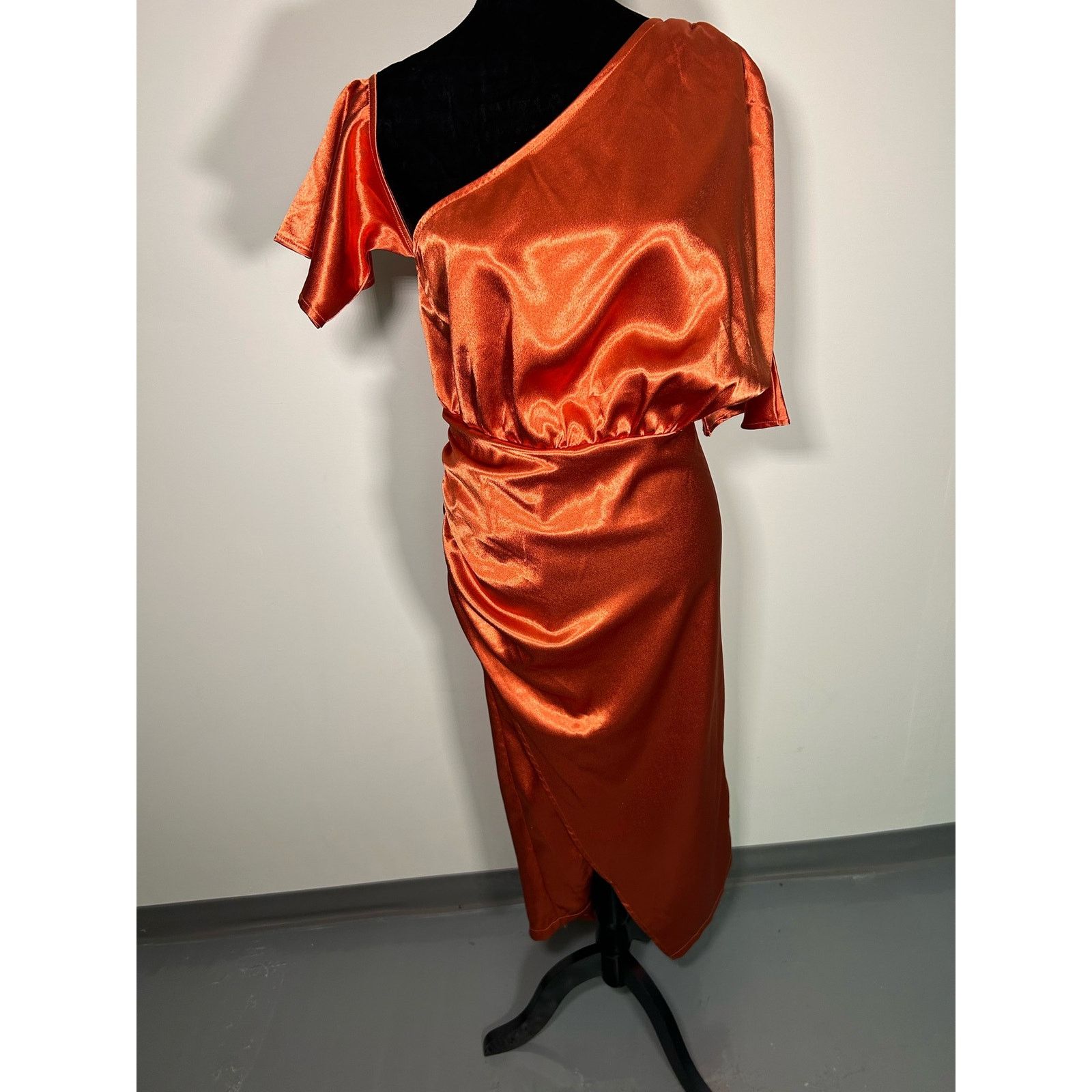 Other Pretty little things,NWT RUST SATIN DRESS S 12 Size XL / US 12-14 / IT 48-50 - 10 Thumbnail