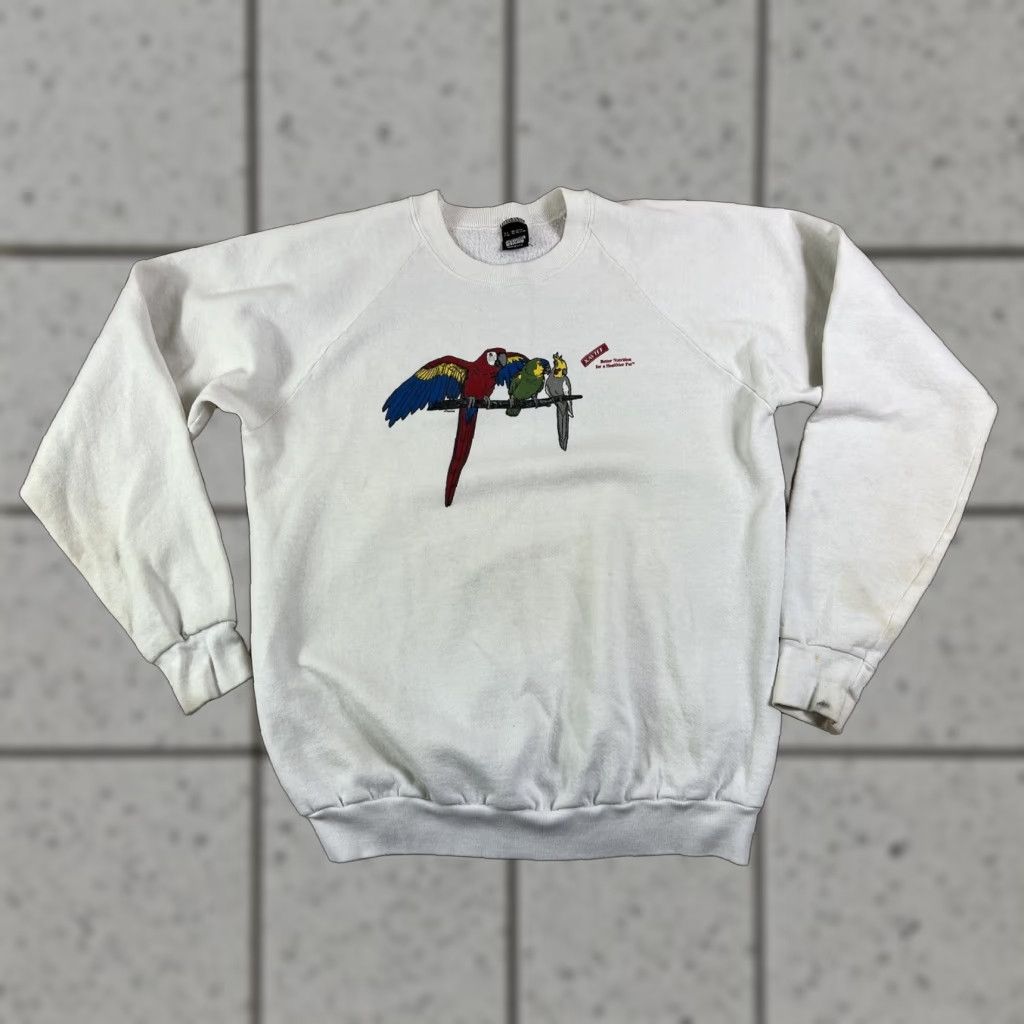 Vintage VINTAGE Parrot Birds Kaytee Nutrition White Sweatshirt XL Unisex Adults Size XL 90s Screen Stars Pullover Birds Theme Smoking? Size US XL / EU 56 / 4 - 1 Thumbnail