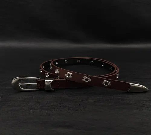 Vision Streetwear Leather Belt with Floral Studs Size ONE SIZE - 7 Thumbnail