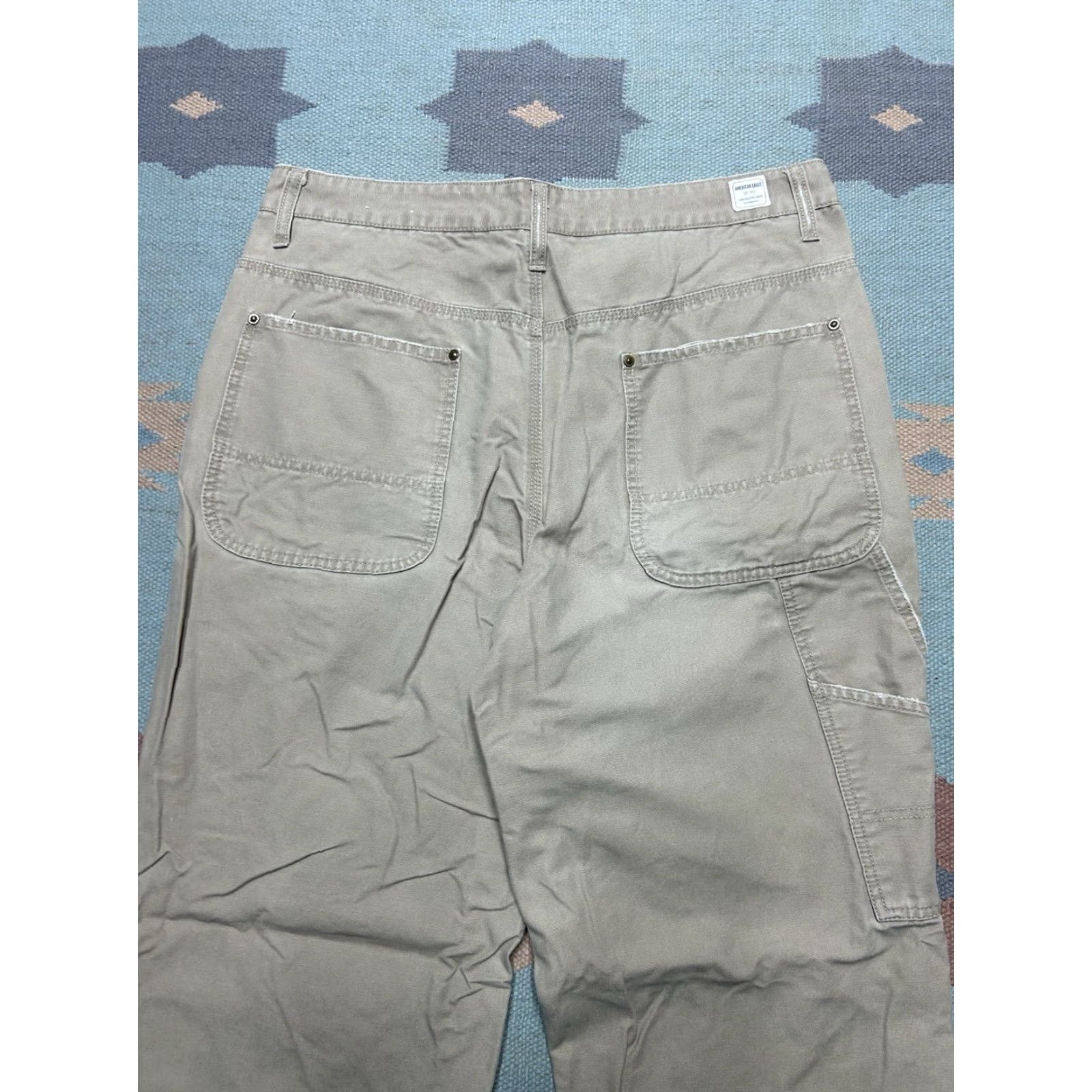 American Eagle Outfitters VINTAGE American Eagle Canvas Carpenter Pants Baggy Workwear 34x31 Men Jeans Beige 90s Skater Y2K Size US 34 / EU 50 - 3 Thumbnail