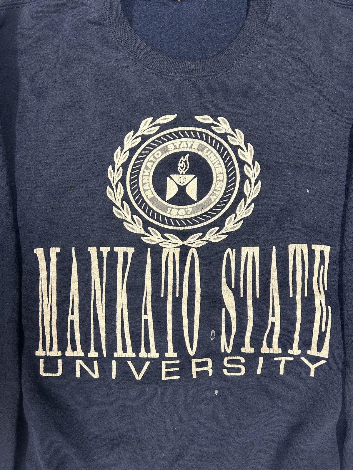 Vintage Crazy Vintage 90s Mankato University Pullover Crewneck Navy Size US L / EU 52-54 / 3 - 2 Thumbnail