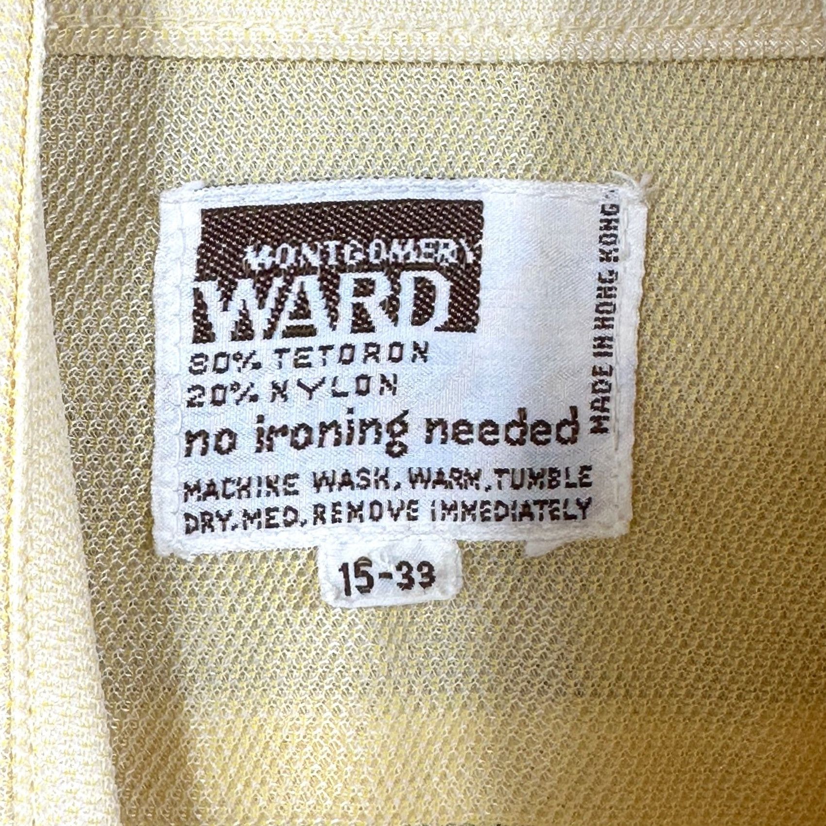 Vintage VINTAGE Montgomery Ward Shirt Men 15-33 Yellow Disco Sheer Lightweight Dagger Collar Button-Front Long Sleeve 1970s Mod Hippie Disco Clubwear Mens Size US M / EU 48-50 / 2 - 5 Thumbnail