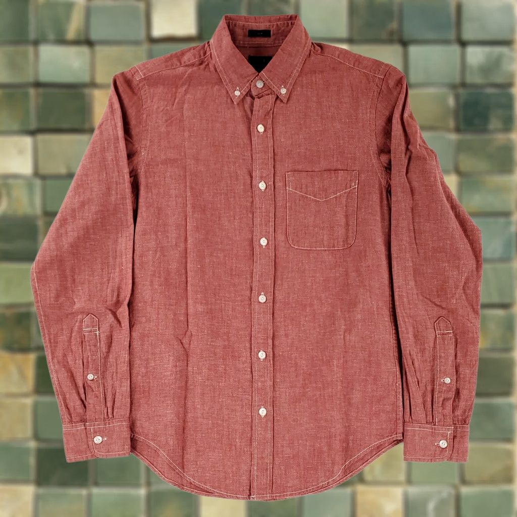 J.Crew J.CREW Shirt Button Down Chambray Japanese Selvedge Red Slim Mens XS Red Long Sleeve Shirt Size US XS / EU 42 / 0 - 1 Thumbnail