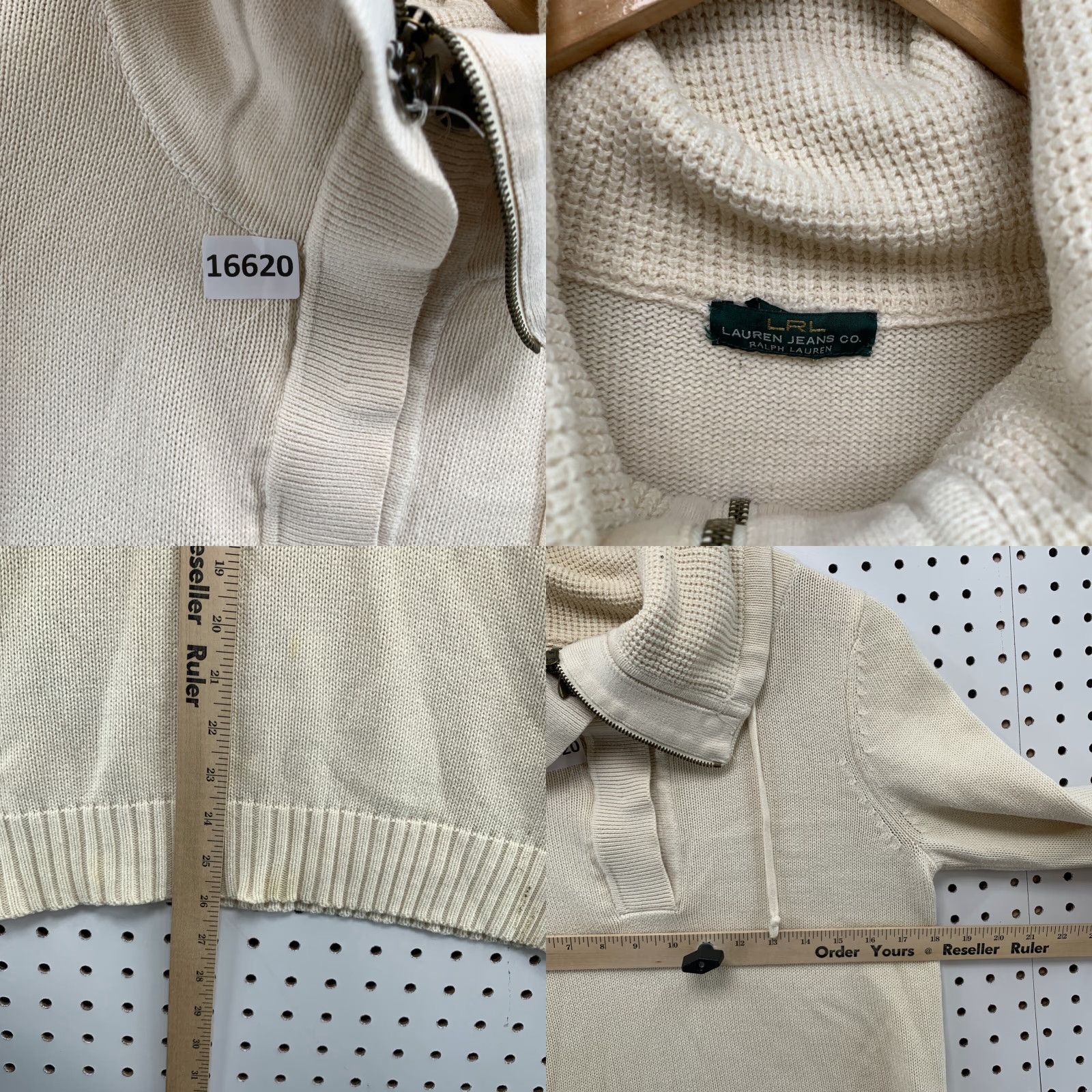 Ralph Lauren Lauren Ralph Lauren Women Knit Sweater Medium White Cowl 1/4 Zip Button Pullover Size M / US 6-8 / IT 42-44 - 8 Thumbnail