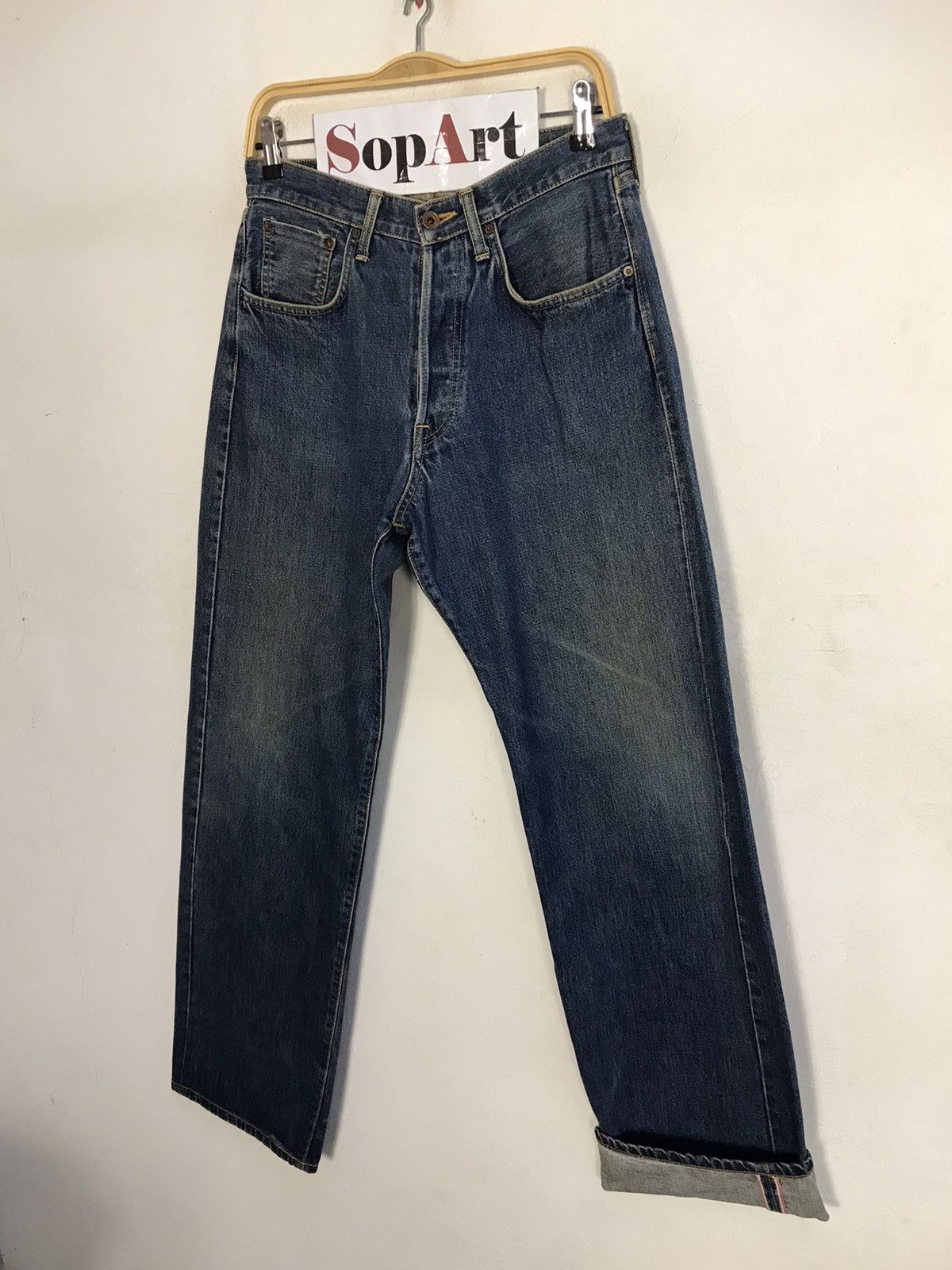 Edwin × Vintage Vintage Edwin 505 Selvedge Distressed Denim Jeans Size US 30 / EU 46 - 4 Thumbnail
