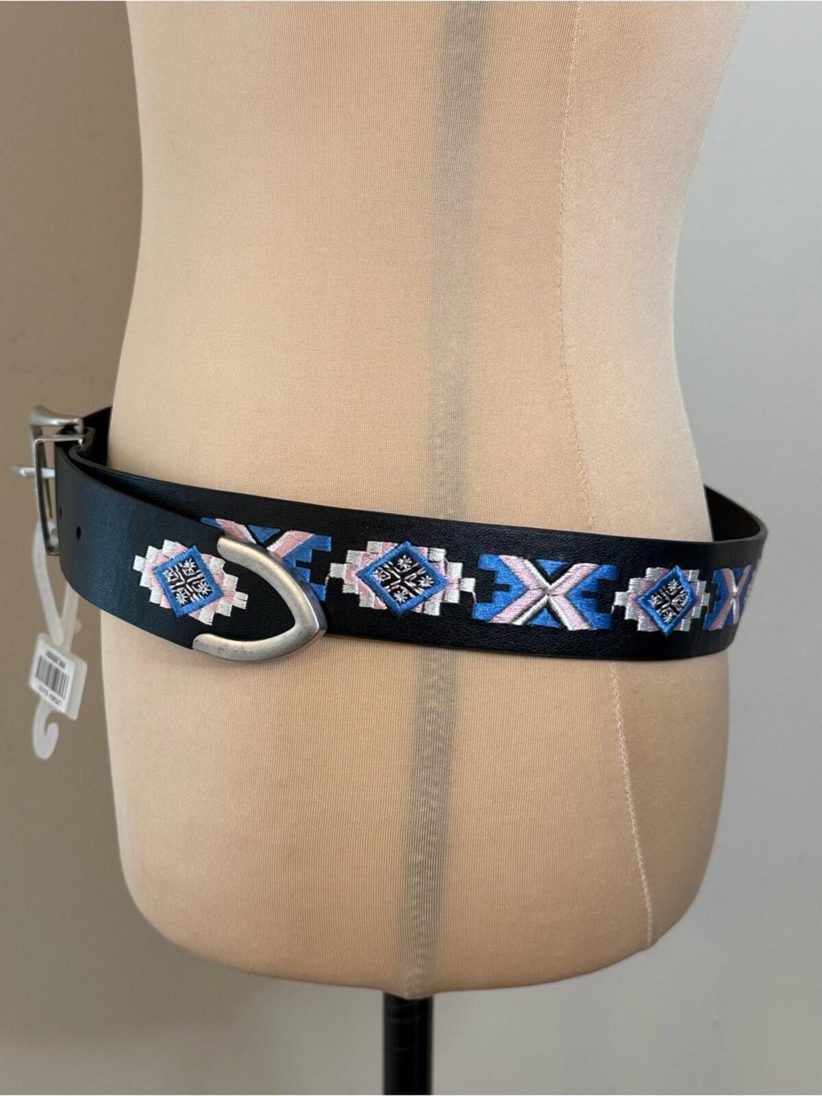 Other Faux leather black embroidered western Aztec belt 42” Size ONE SIZE - 3 Thumbnail