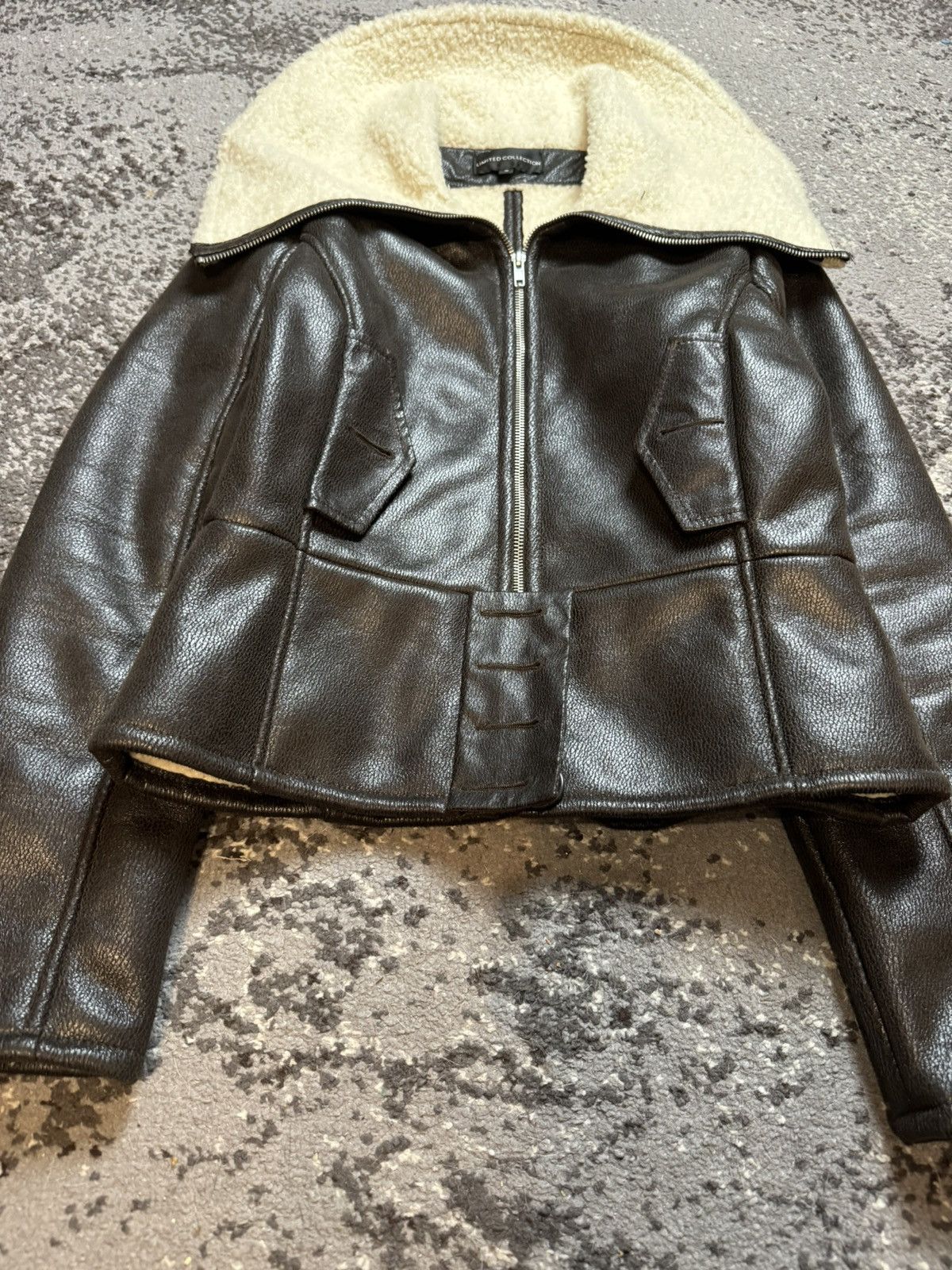Designer × Japanese Brand Y2K Leather LGB Style Fuzzy Long Collar Biker Bomber Jacket Size US S / EU 44-46 / 1 - 6 Thumbnail