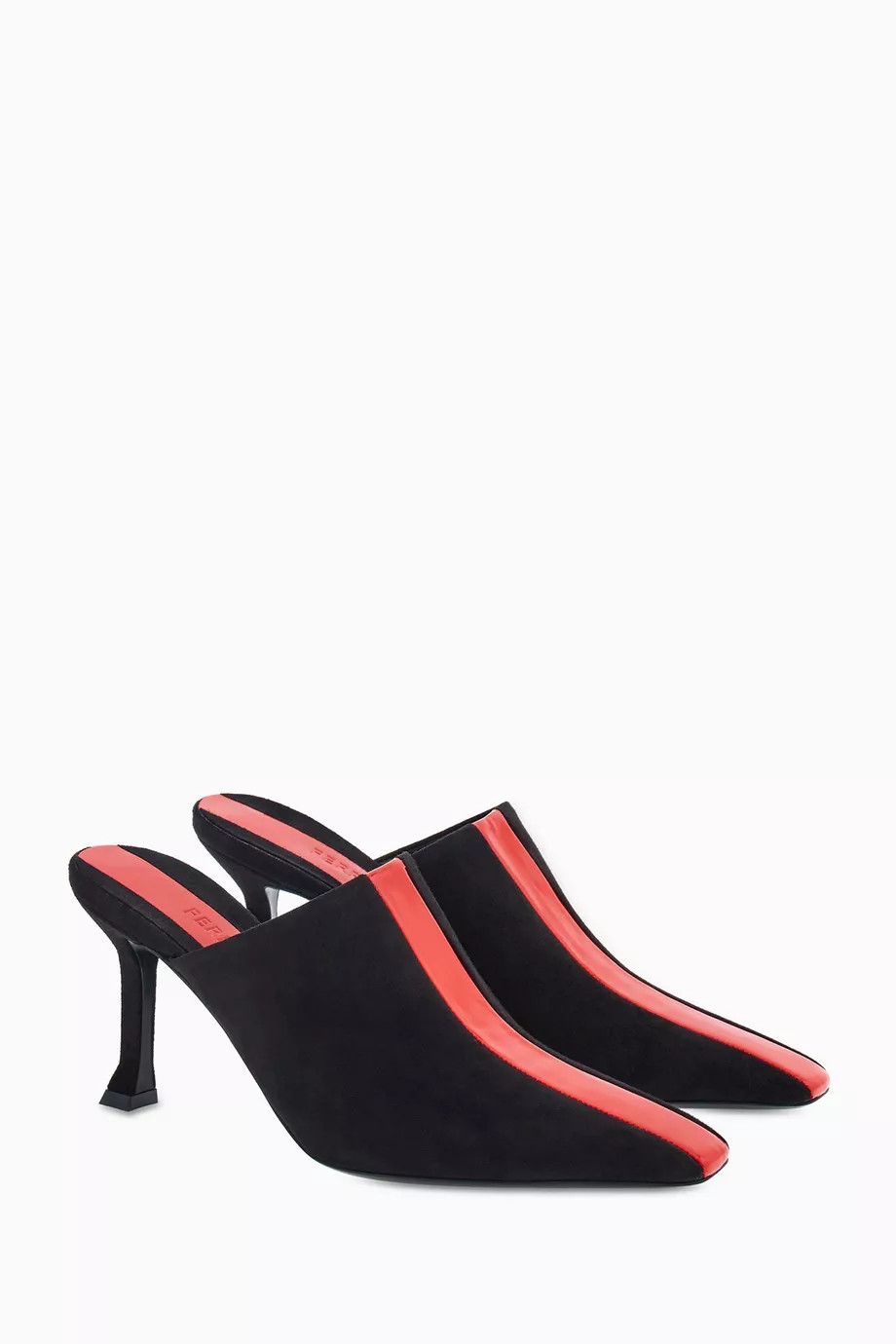 Salvatore Ferragamo o1s1rm0724 Sophye Leather Mules in Black/Red Size US 8.5 / IT 38.5 - 3 Thumbnail