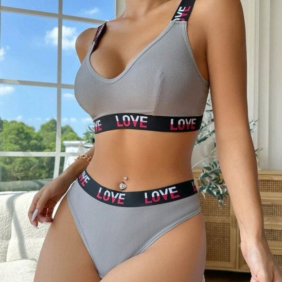 Other Women Letter Tape Bra & Brief Set Size L / US 10 / IT 46 - 5 Thumbnail