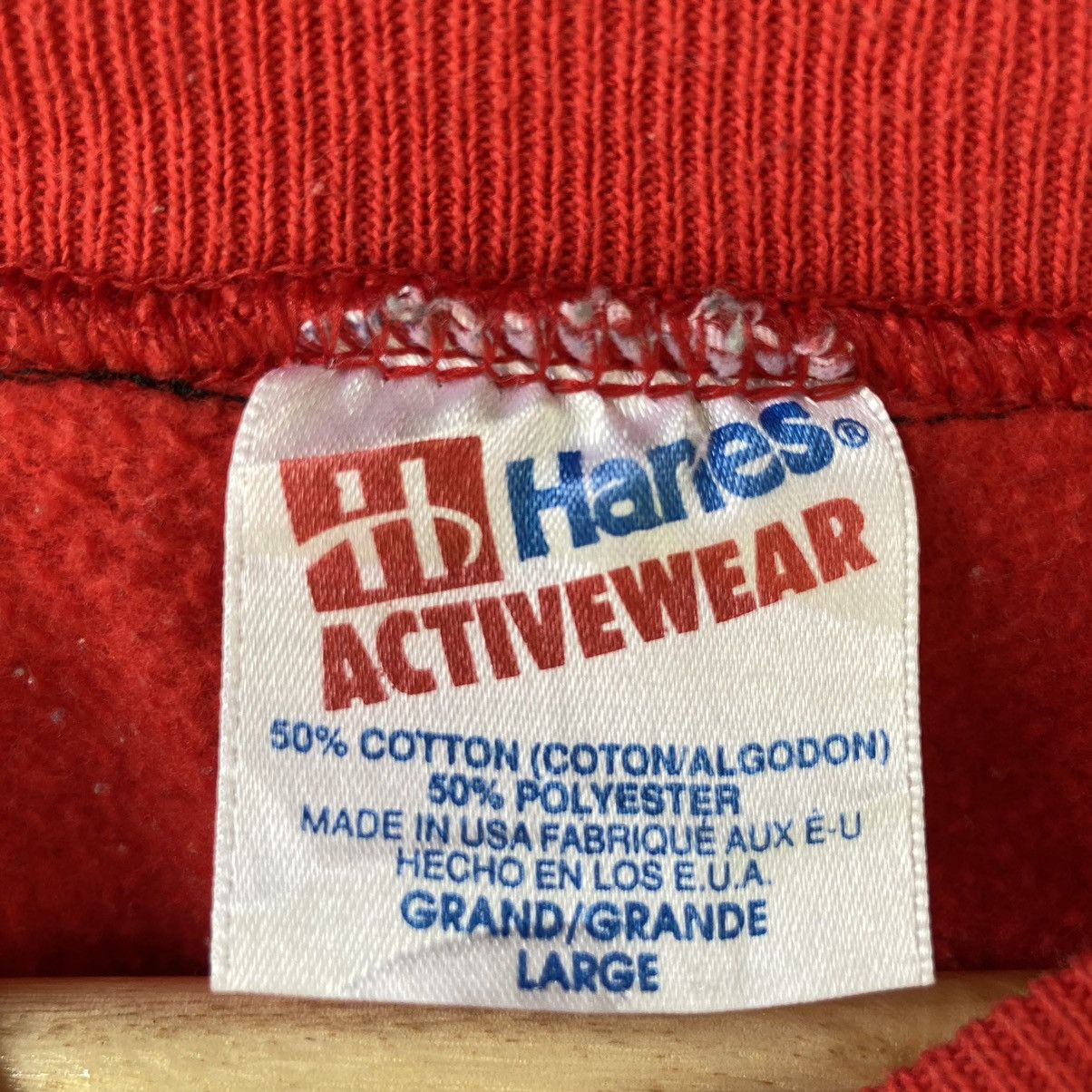 Vintage 90s Hanes Activewear Red Sweatshirt Size L Made In USA Size L / US 10 / IT 46 - 4 Thumbnail