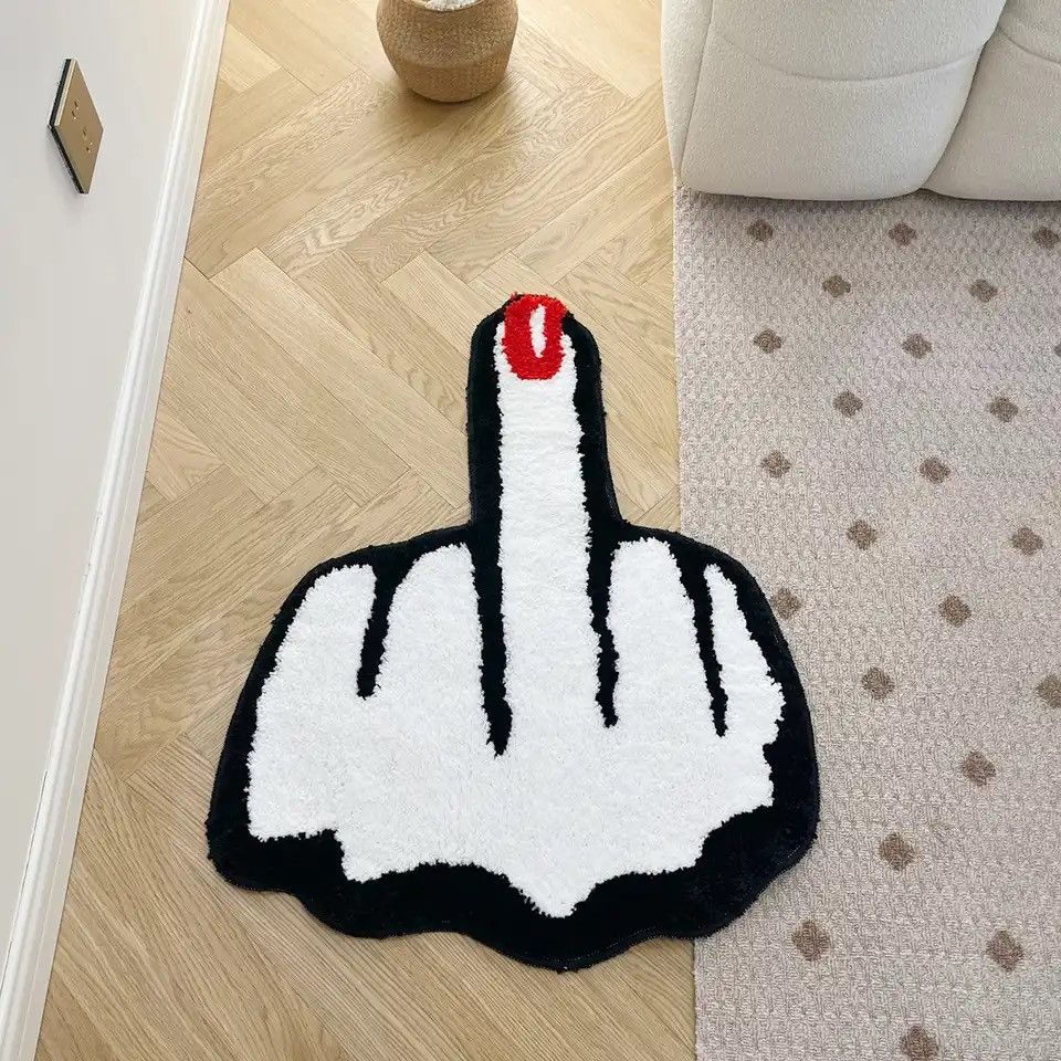 Japanese Brand Red Middle Finger Shaped Bedside Rug Size ONE SIZE - 3 Thumbnail