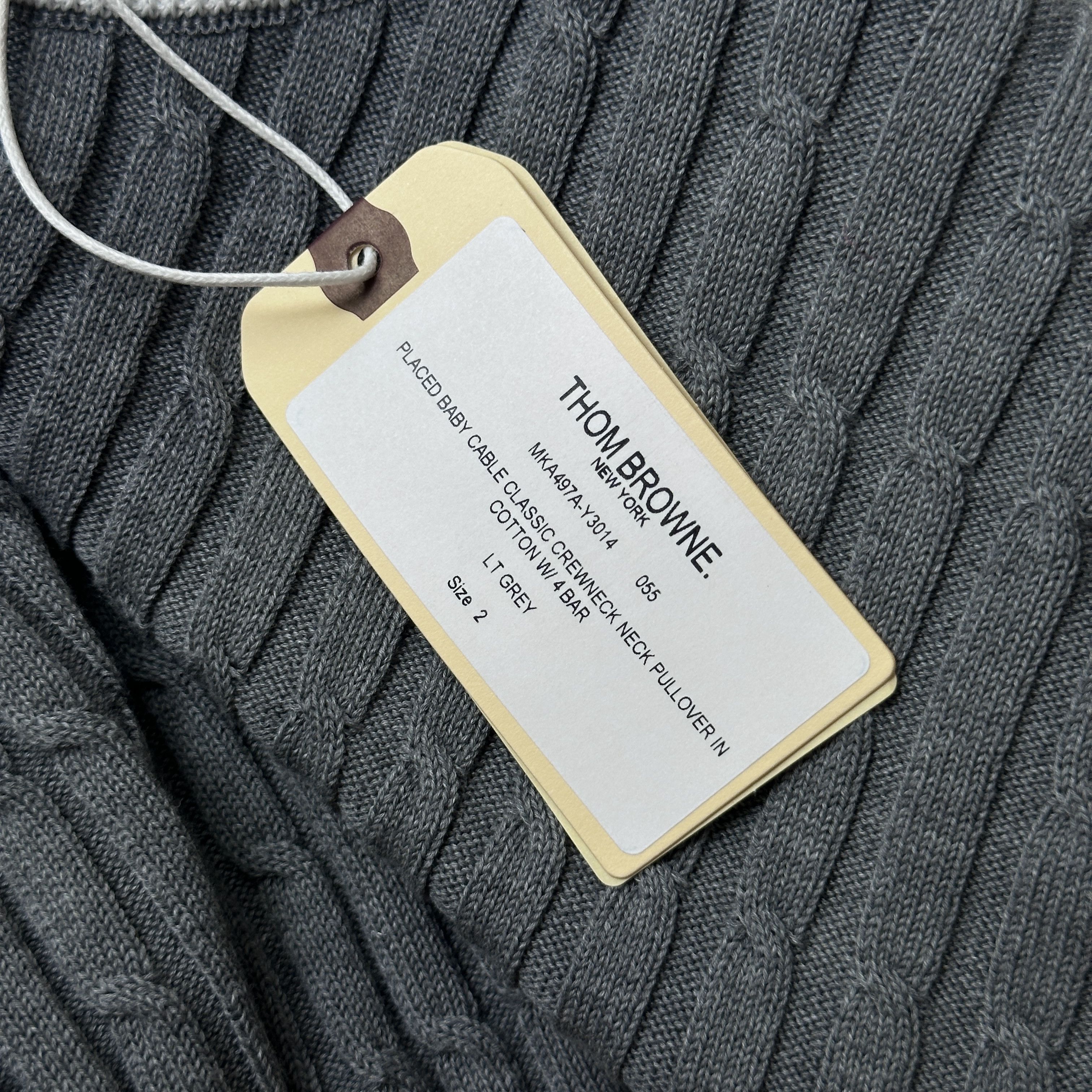 Thom Browne Thom Browne NECK PULLOVER IN COTTON WI 4 BAR LT GREY Size US M / EU 48-50 / 2 - 14 Thumbnail