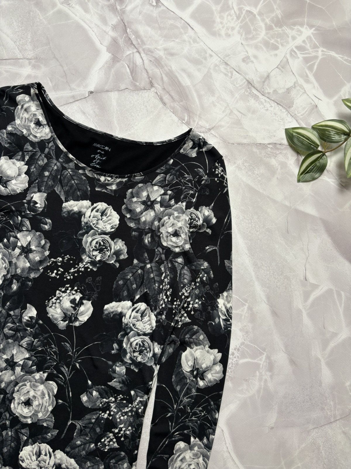 Other Marc Cain Floral Viscose Stretch Long Sleeve Top Black XS Size XS / US 0-2 / IT 36-38 - 3 Thumbnail
