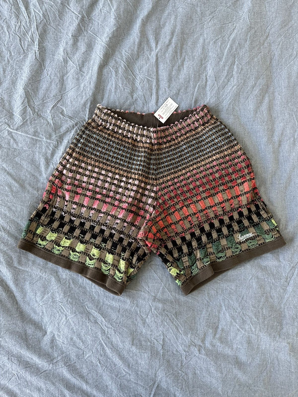 Supreme Supreme Gradient Grid Knit Short Multi Brown Crochet | Grailed