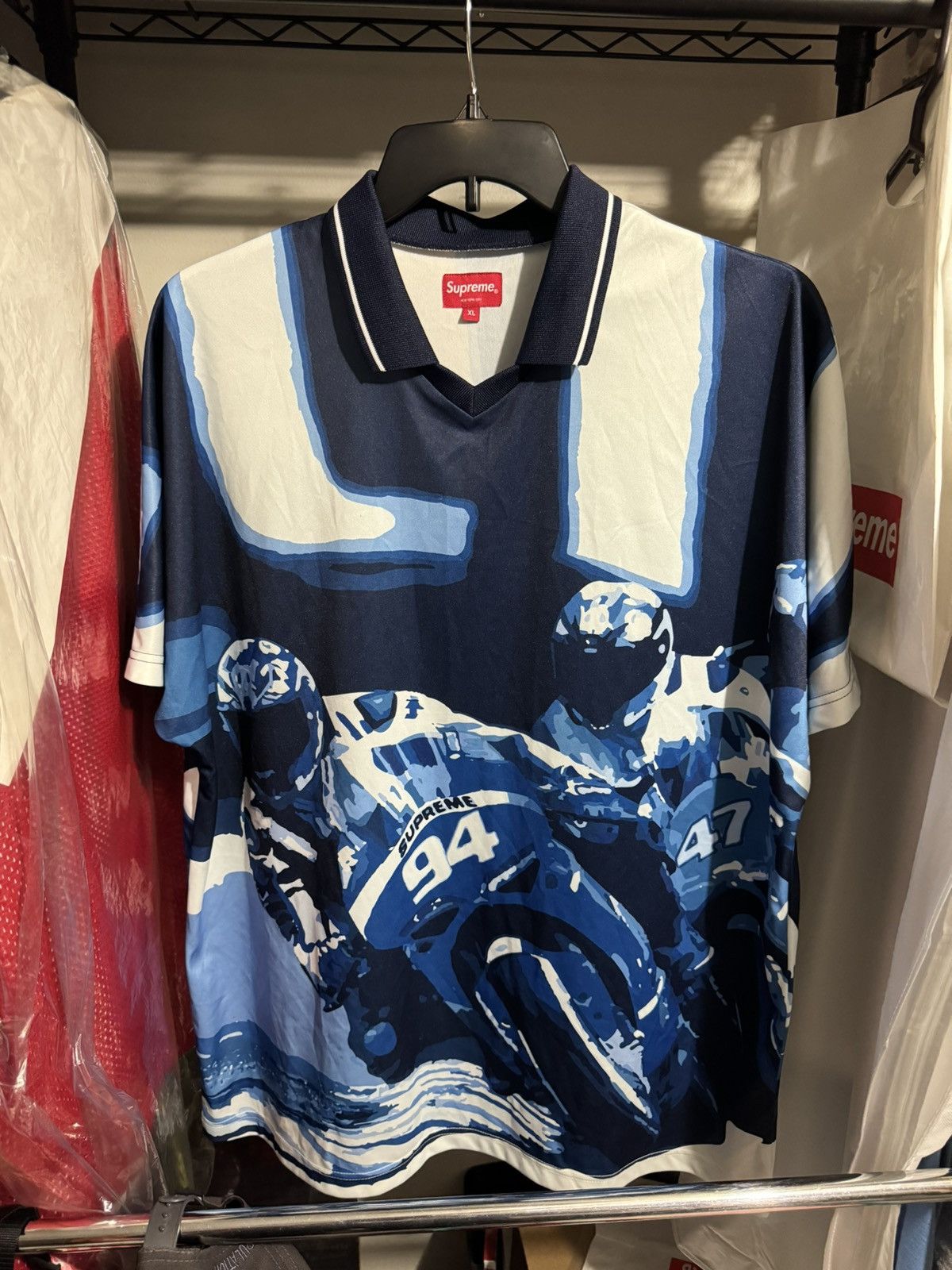 Supreme Supreme Racing Soccer Jersey XL Blue | Grailed