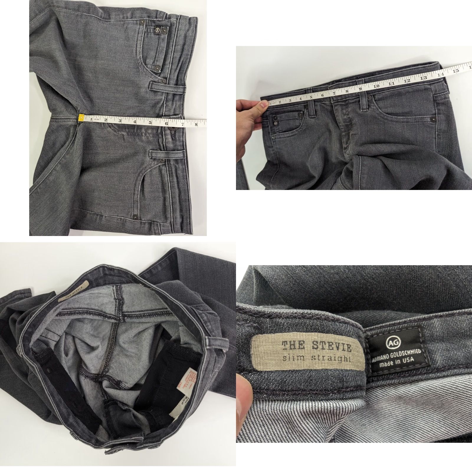 Vintage AG Adriano Goldschmied Jeans Womens Sz 25 The Stevie Slim Straight Low Rise Grey Size 42" / US 20 - 8 Thumbnail