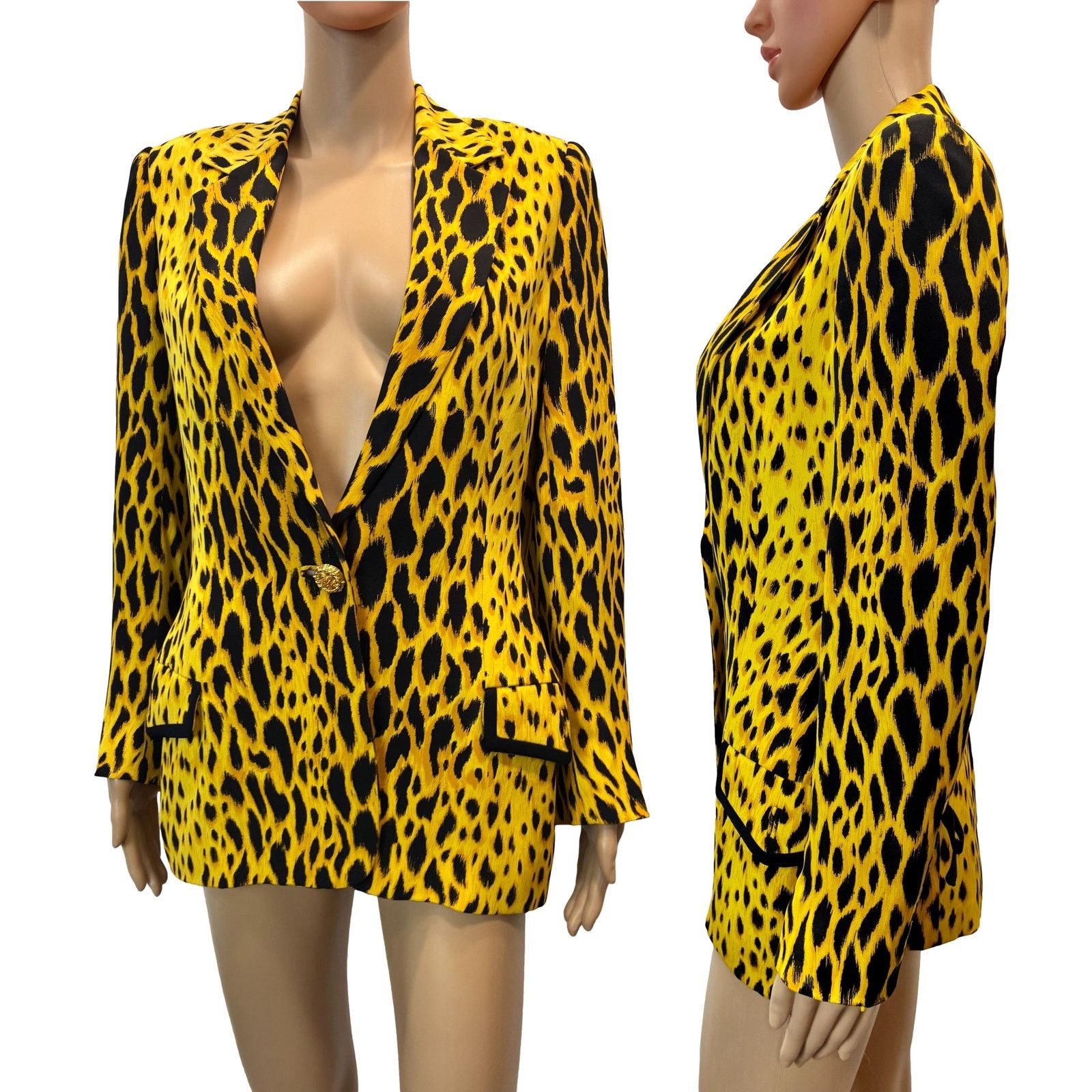 Versace × Vintage Gianni Versace Couture SS1992 Leopard Silk Blazer Size XS / US 0-2 / IT 36-38 - 10 Thumbnail