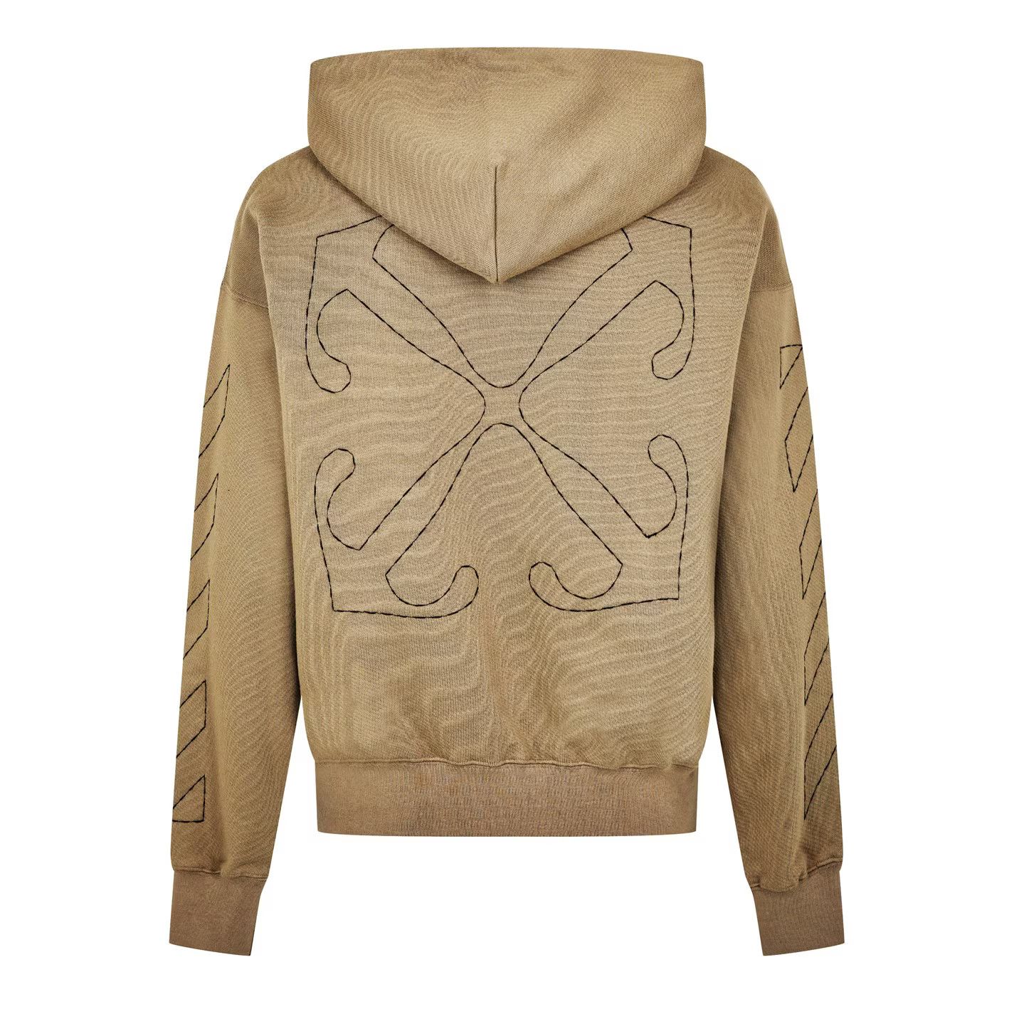 Off-White o1g2r1mq0226 Stitch Pull Over Hoodie In Beige Size US M / EU 48-50 / 2 - 2 Thumbnail