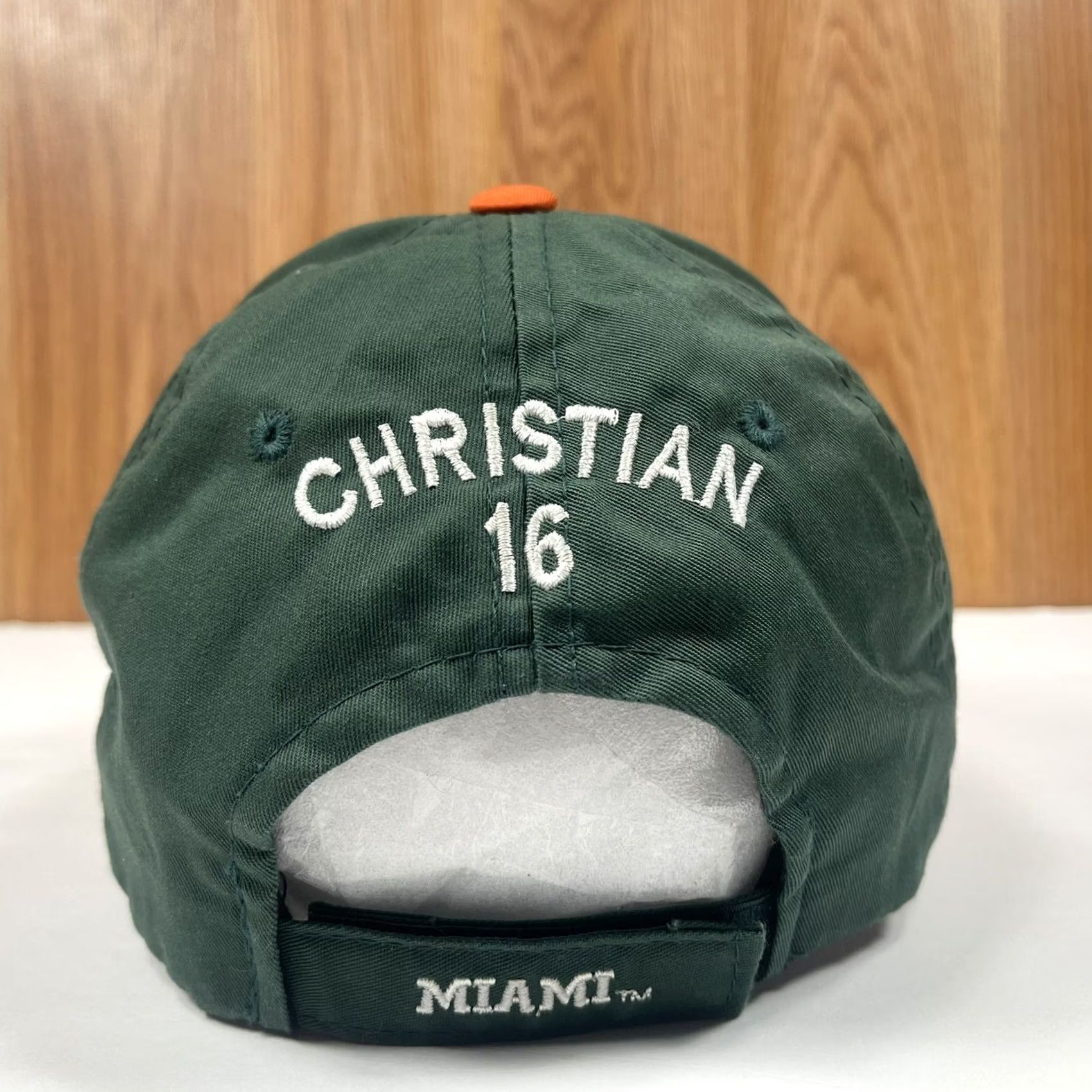 Vintage OC Sports Hat Adult Green Orange Miami Christian #18 Adjustable Baseball Cap Size ONE SIZE - 5 Thumbnail