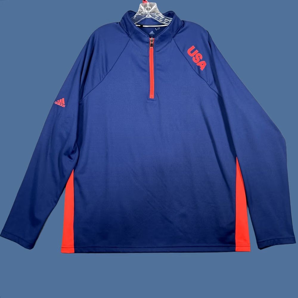 Adidas Adidas Team USA 1/4 Zip Pullover Mens XL Long Sleeve Performance Stretch Shirt Size US XL / EU 56 / 4 - 1 Thumbnail