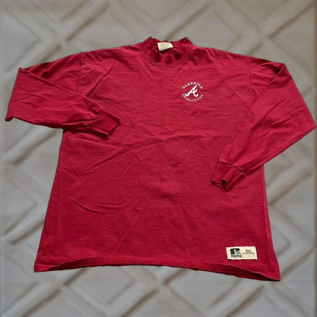 Russell Athletic Russell Athletic Long Sleeve Shirt Mens Large Red Alabama Crimson Tide Mock Neck Tee Size L / US 10 / IT 46 - 1 Thumbnail