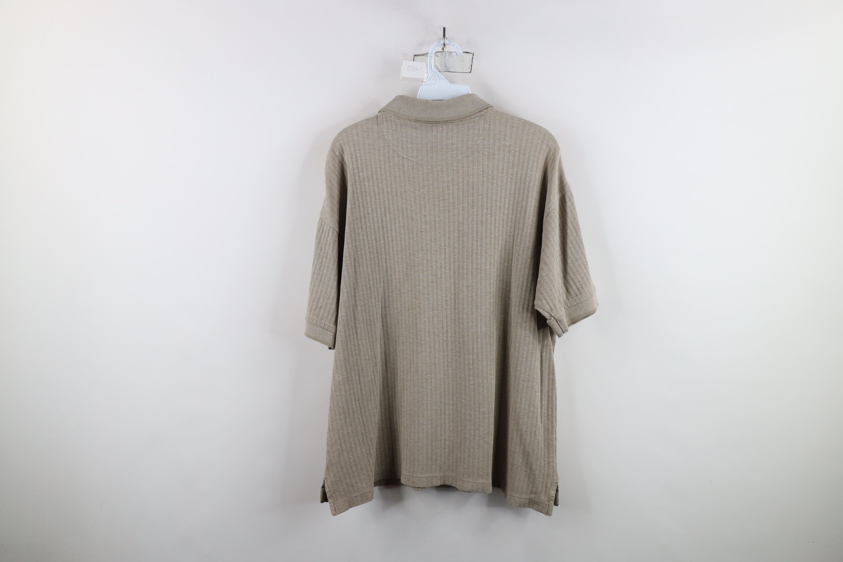 Vintage Vintage 90s Streetwear Textured Collared Polo Shirt Beige Size US M / EU 48-50 / 2 - 9 Thumbnail