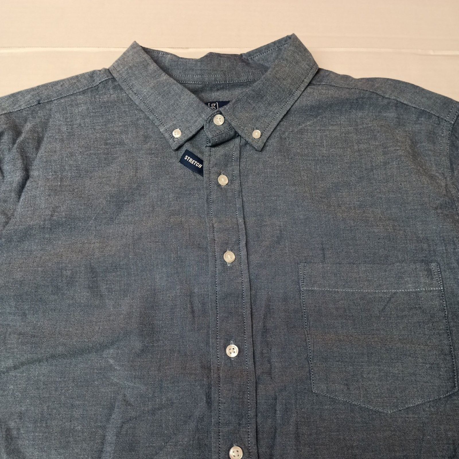 George George Poplin Button Down Shirt Men's 2XL Blue Classic Fit Size US XXL / EU 58 / 5 - 3 Thumbnail