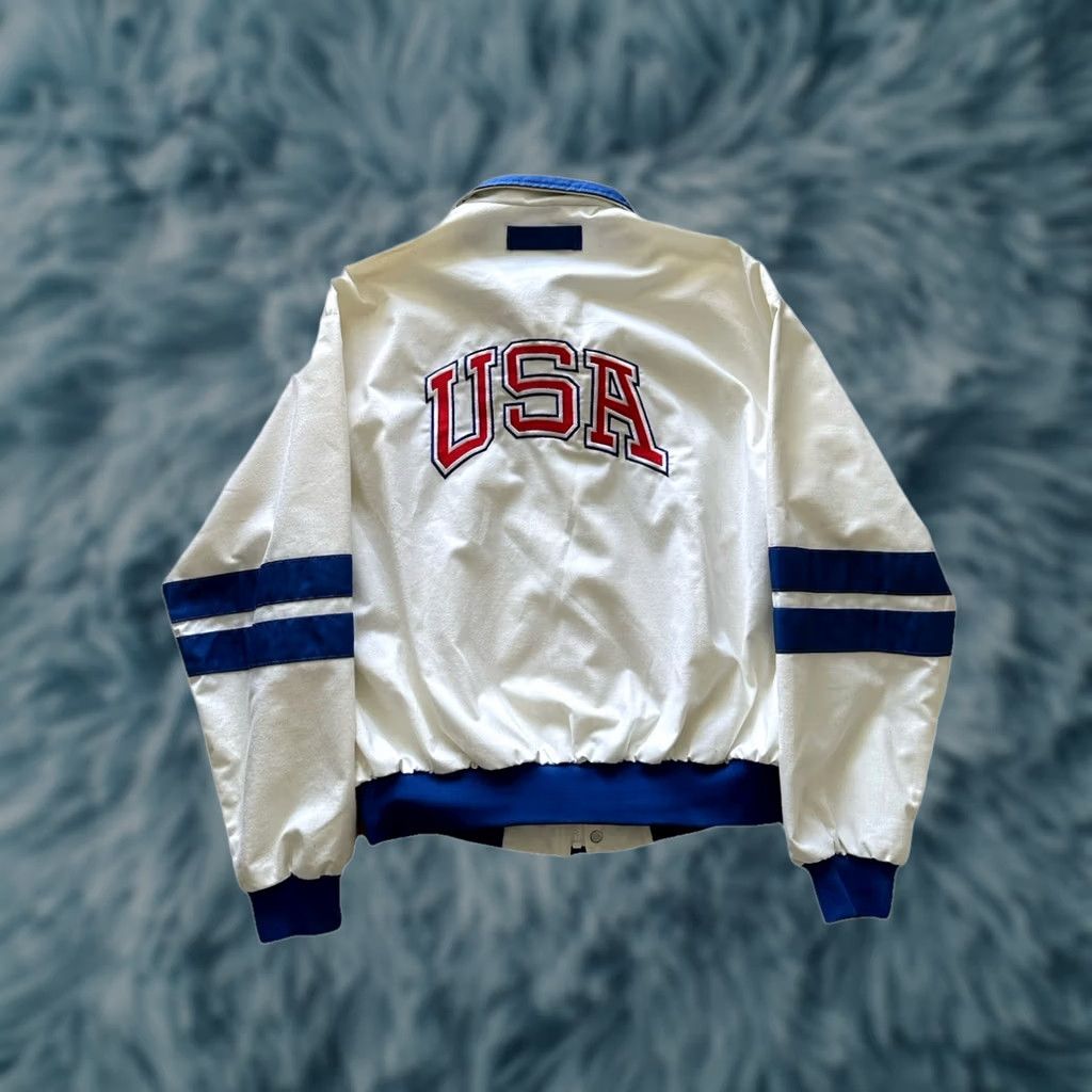 Vintage VINTAGE 80s Panasonic USA Bomber Jacket Unisex Large White Red Blue RARE Size US L / EU 52-54 / 3 - 1 Thumbnail