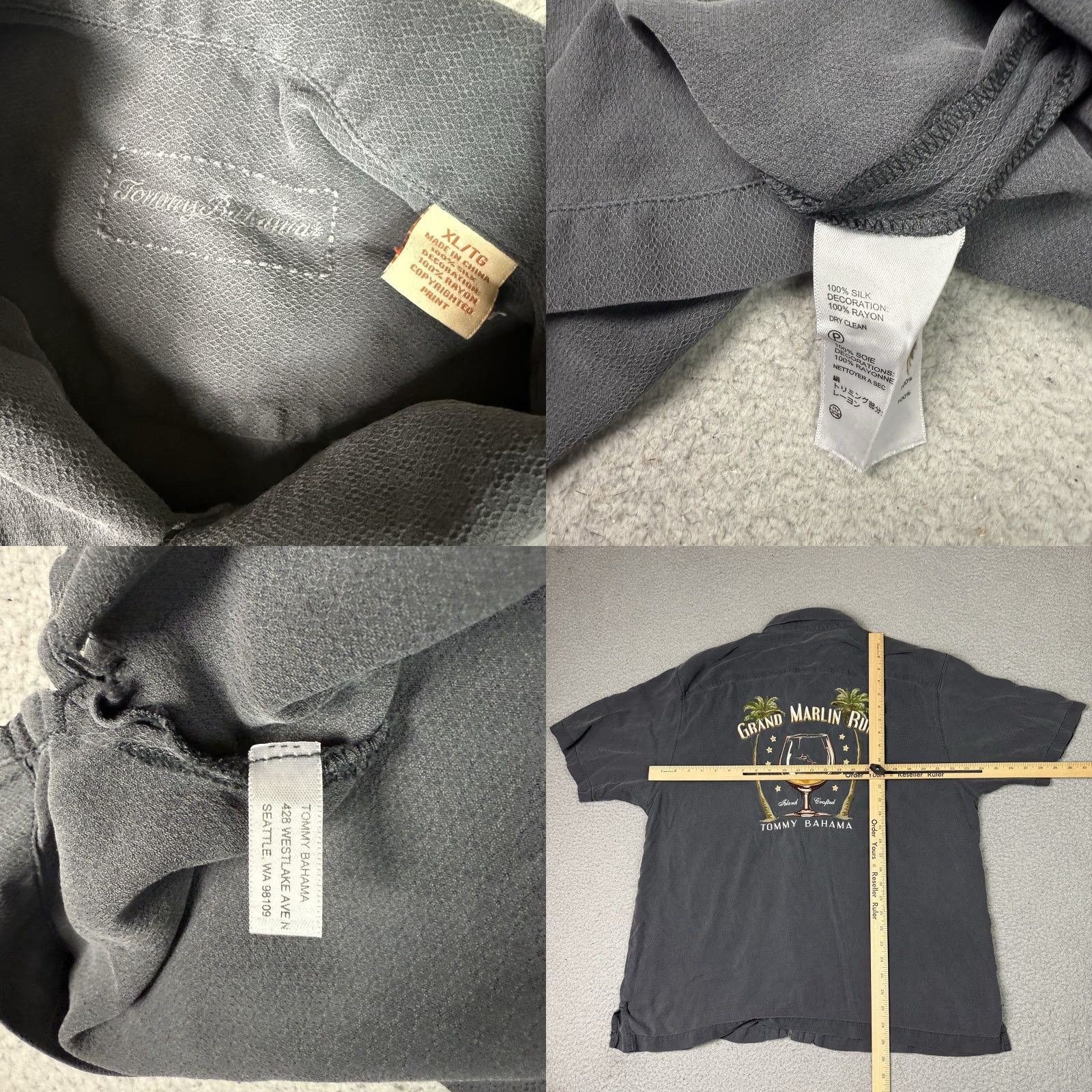 Tommy Bahama Tommy Bahama Shirt Mens XL Black Silk Short Sleeve Button-Up Embroidered Grand Marlin Rum Hawaiian Tropical Size US XL / EU 56 / 4 - 8 Thumbnail